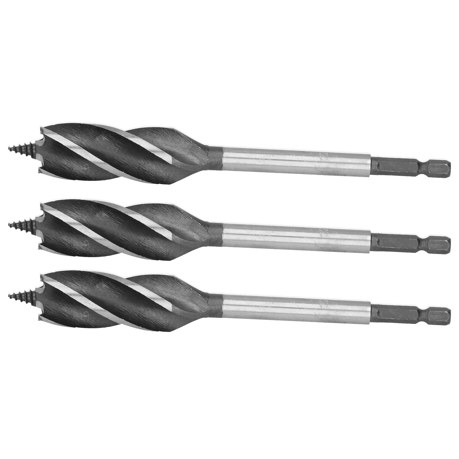 Lot De 3 Forets À 4 Rainures Et 4 Cannelures, Queue Hexagonale, Scie Cloche, Outils De Travail Du Bois, 22 Mm