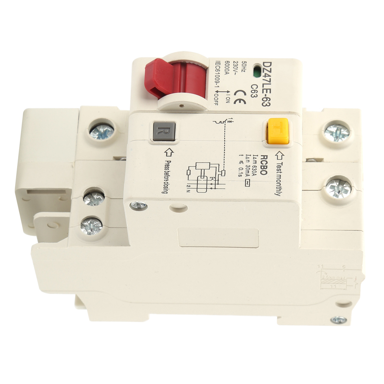 Disjoncteur Miniature Dz47le63 1p+n Pour Protection Contre Les Fuites De Courant Domestiques