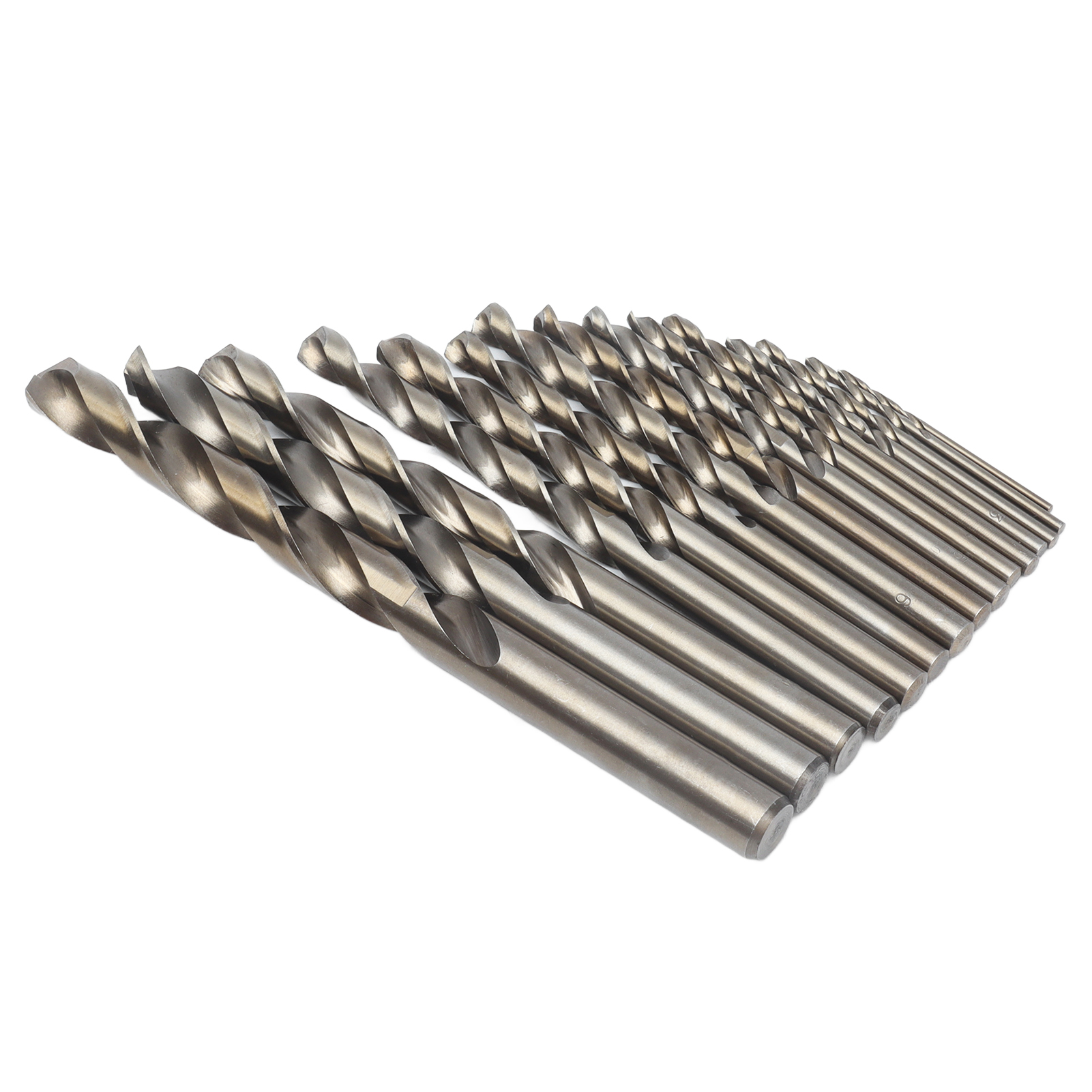 Ensemble De 15 Forets Hélicoïdaux 135° En Cobalt Doré Oxydé Pour La Découpe Des Métaux Durs