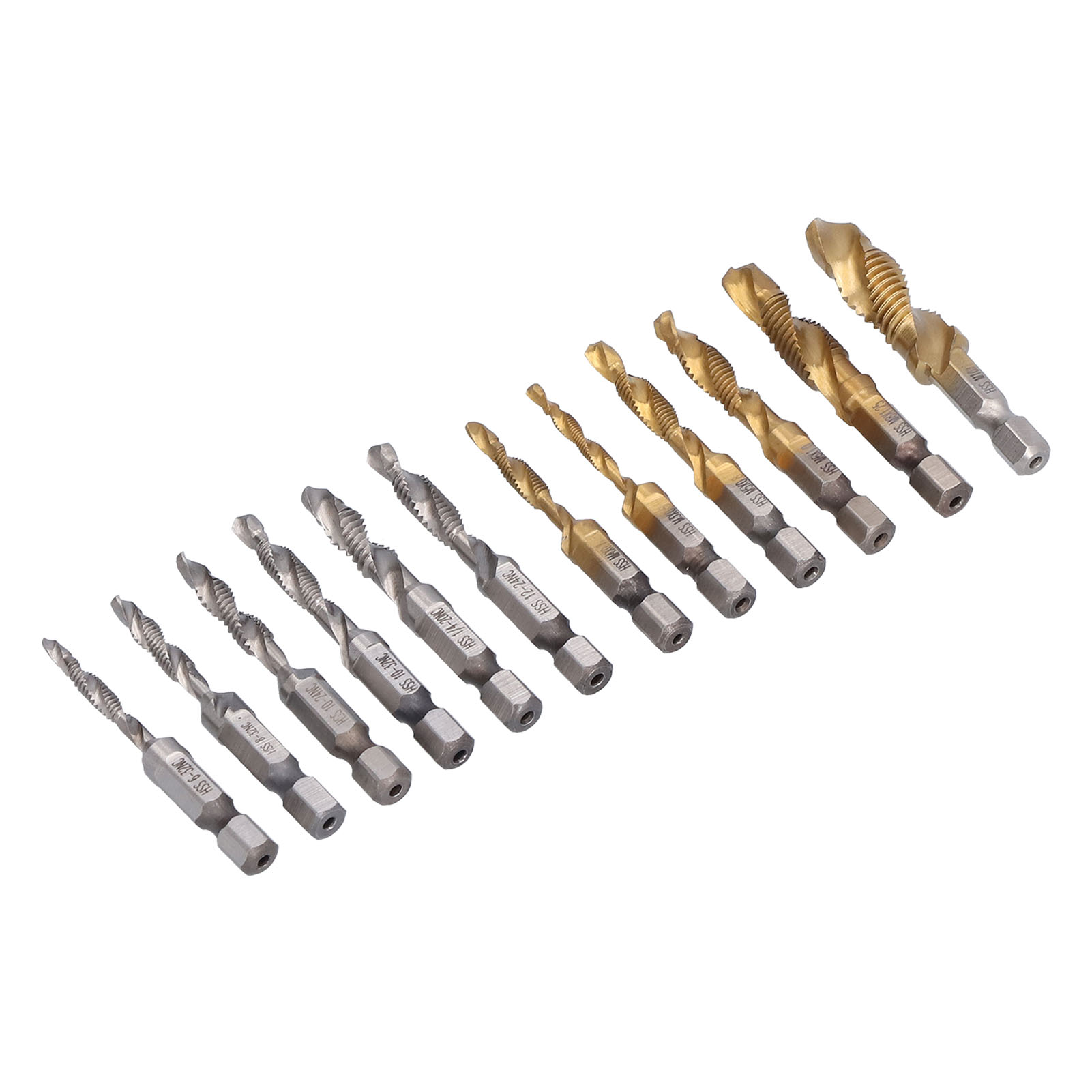 Coffret De Forets Taraudés En Acier Rapide 4241 Plaqué Titane, Queue Hexagonale, Avec Boîte En Plastique Rouge