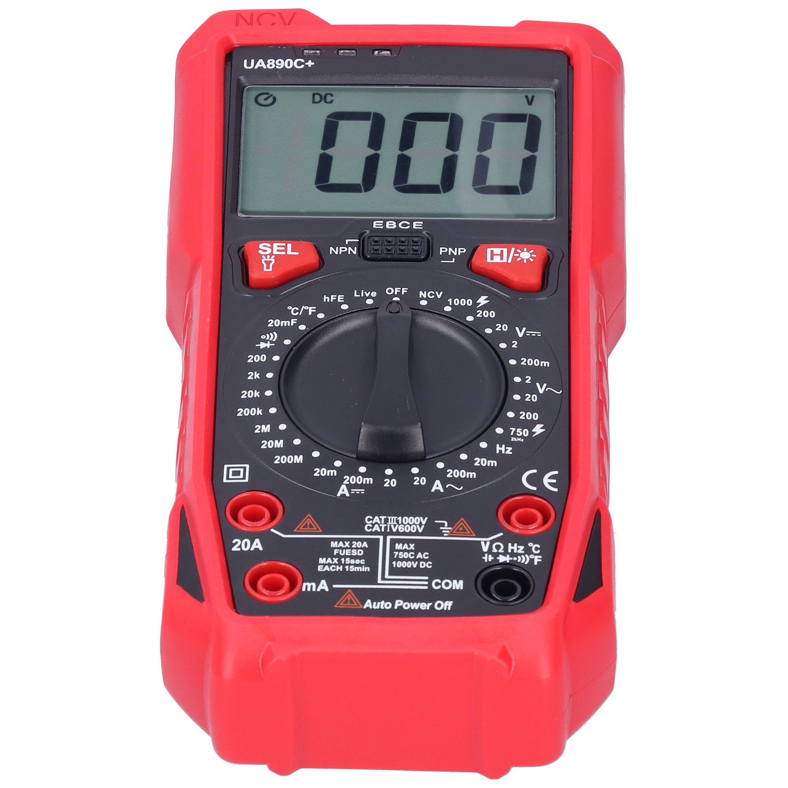 Multimètre Ua890c+ Avec Écran Lcd Rétroéclairé : Mesure De Tension, Courant, Résistance Et Capacité.
