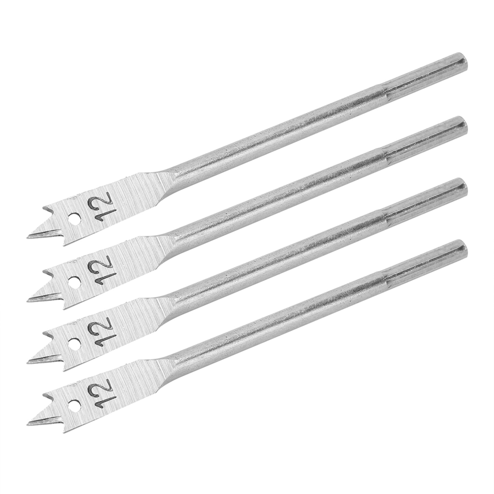 Jeu De 4 Forets Plats En Acier À Haute Teneur En Carbone Pour Le Travail Du Bois, 12 Mm