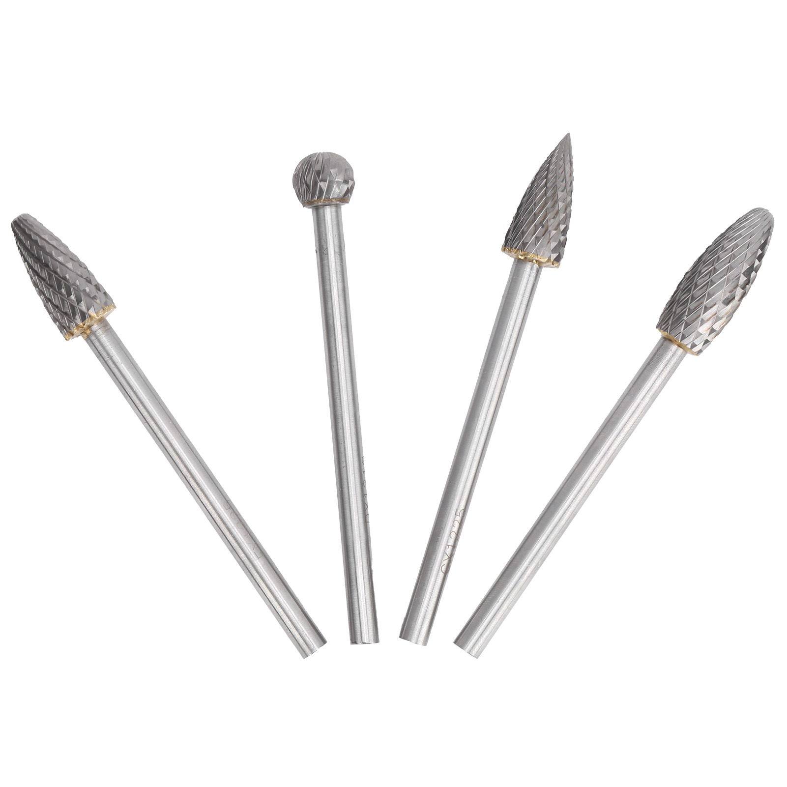 Ensemble De 4 Limes Rotatives Argentées, Tige De 6 Mm, En Acier Tungstène Pour Outils De Travail Des Métaux