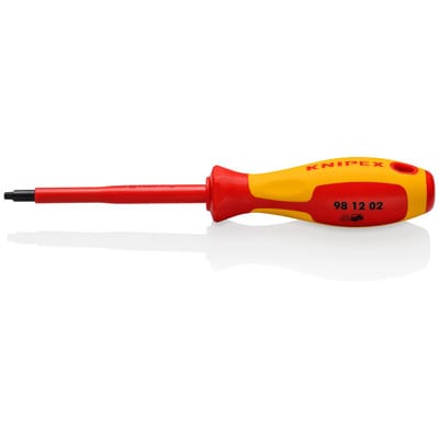 KNIPEX 98 12 02 Schraubendreher für Robertsonschrauben R2 isoliert mit Mehrkomponenten-Hüllen, VDE-geprüft brüniert 210 mm