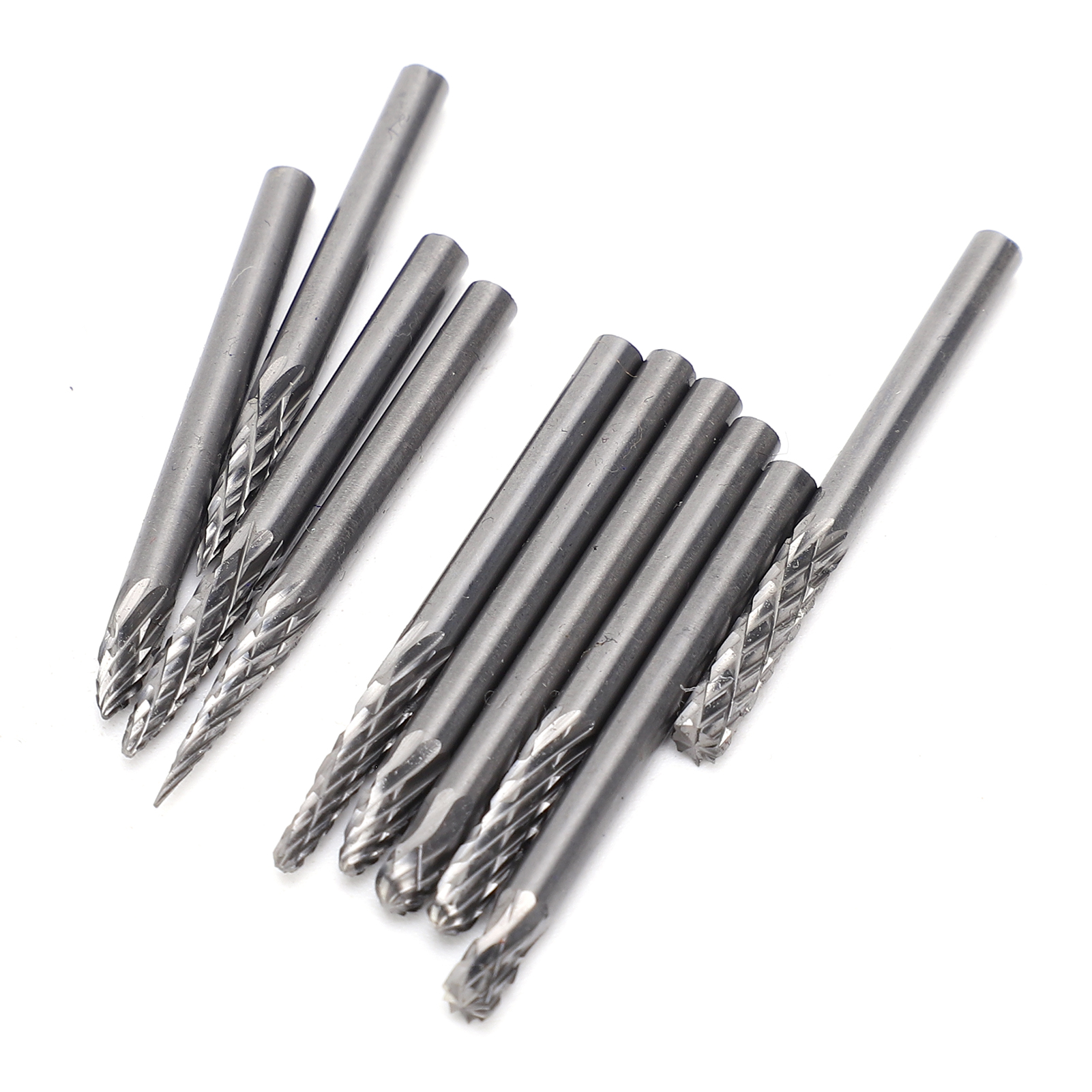 10 Têtes De Meulage En Acier Au Tungstène, Fraise À Double Rainure, Foret Rotatif 3x3 Mm