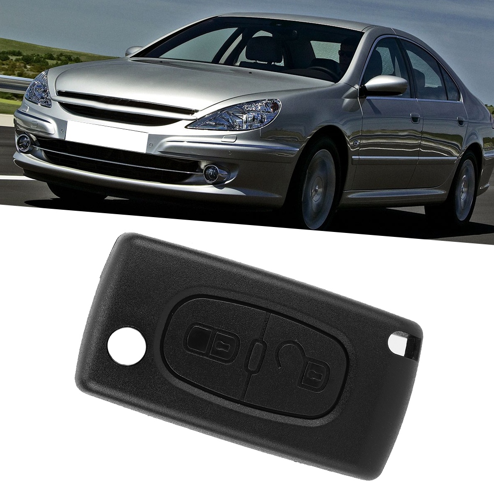Klappschlüsselgehäuse Mit 2 Tasten Für Peugeot 207, 307, 308 Und 407, Fernbedienungsgehäuse Mit Schlüsselbart, Ersatzgehäuse, Schwarz, Kompatibel