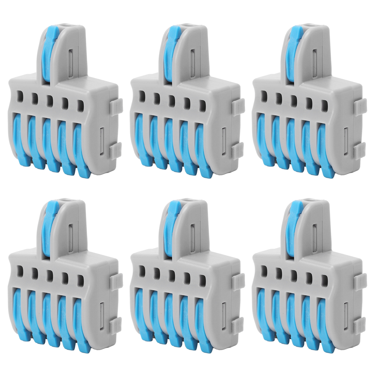 Lot De 20 Connecteurs Rapides Spl 1 Entrée 5 Sorties, Répartiteur À Poussoir, Bornes De Fil En Cuivre Et Pc (bleu)