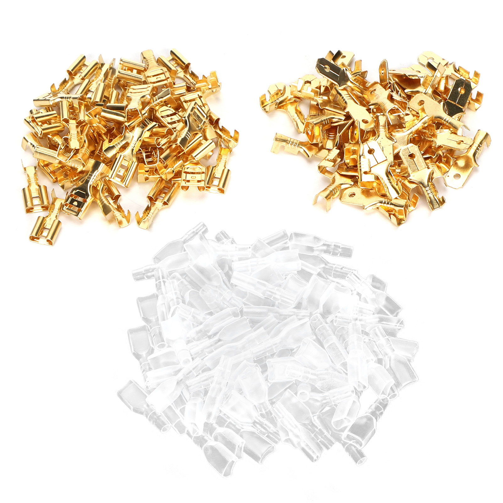 Kit De 50 Paires De Cosses À Sertir En Laiton Isolant Pour Câbles Électriques, 6,3 Mm, Couleur Or