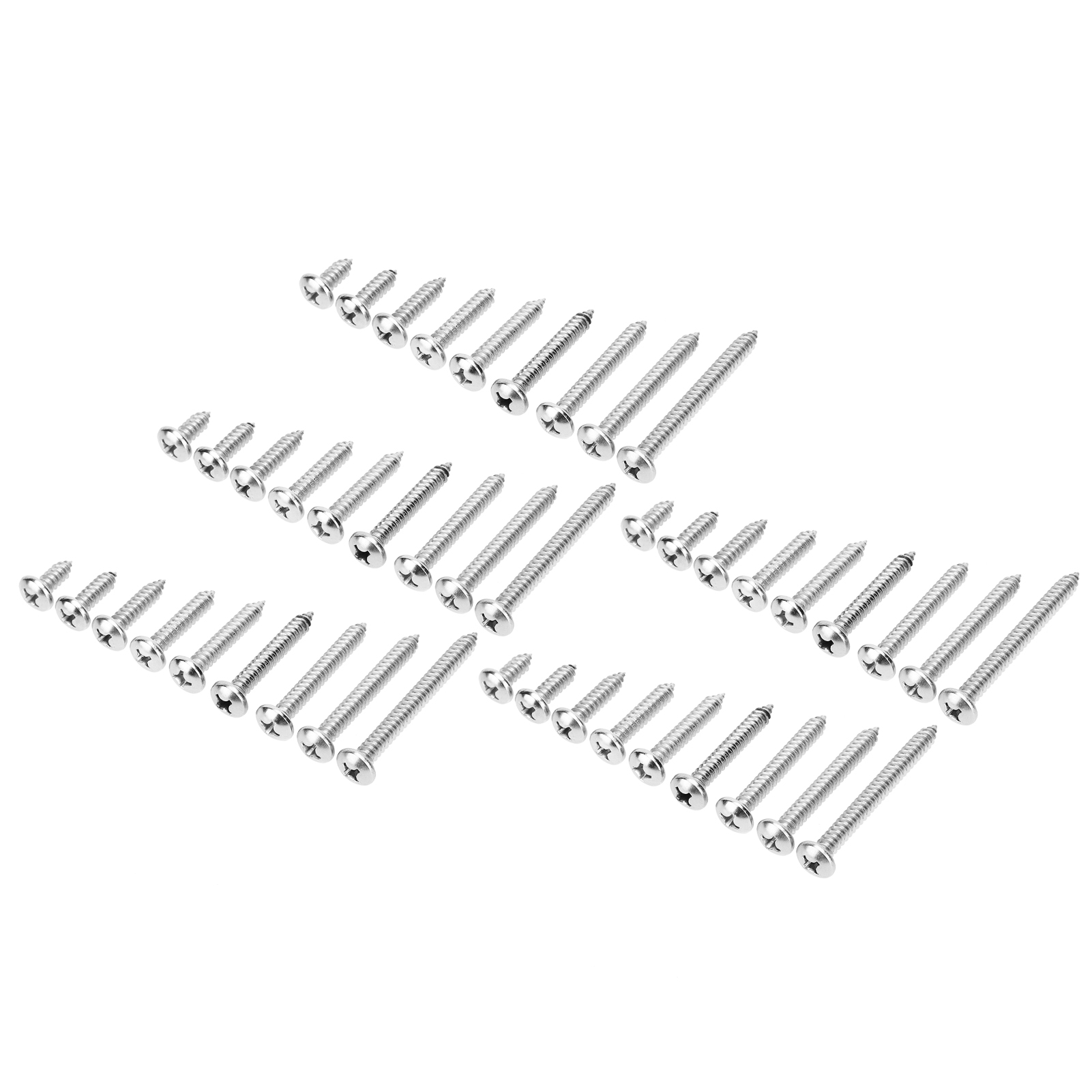 Jeu De 45 Vis Autotaraudeuses En Acier Inoxydable 304, Tête Ronde Cruciforme, Longueurs Multiples, M6