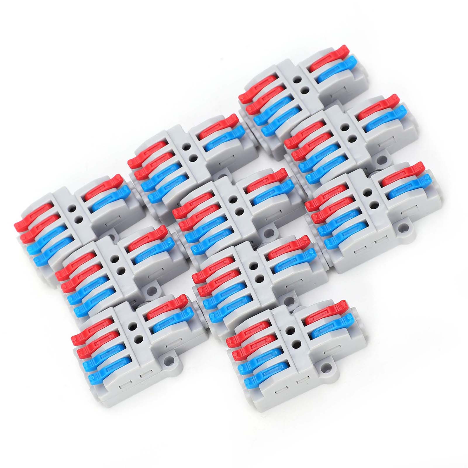 Lot De 10 Connecteurs Pour Conducteurs De Fils 2 Entrées/4 Sorties Avec Trou Fixe, Répartiteur 4 Mm, Bornier Rapide 600 V