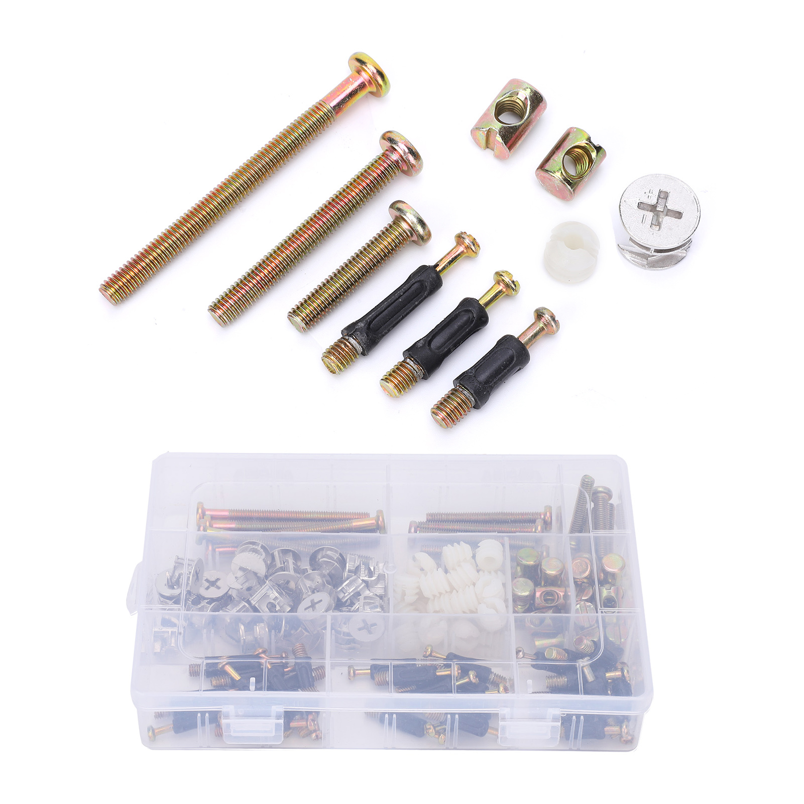 Kit De Connexion 3 En 1 Comprenant 125 Vis, Écrous Pré-insérés Et Molettes Excentriques Pour Meubles.