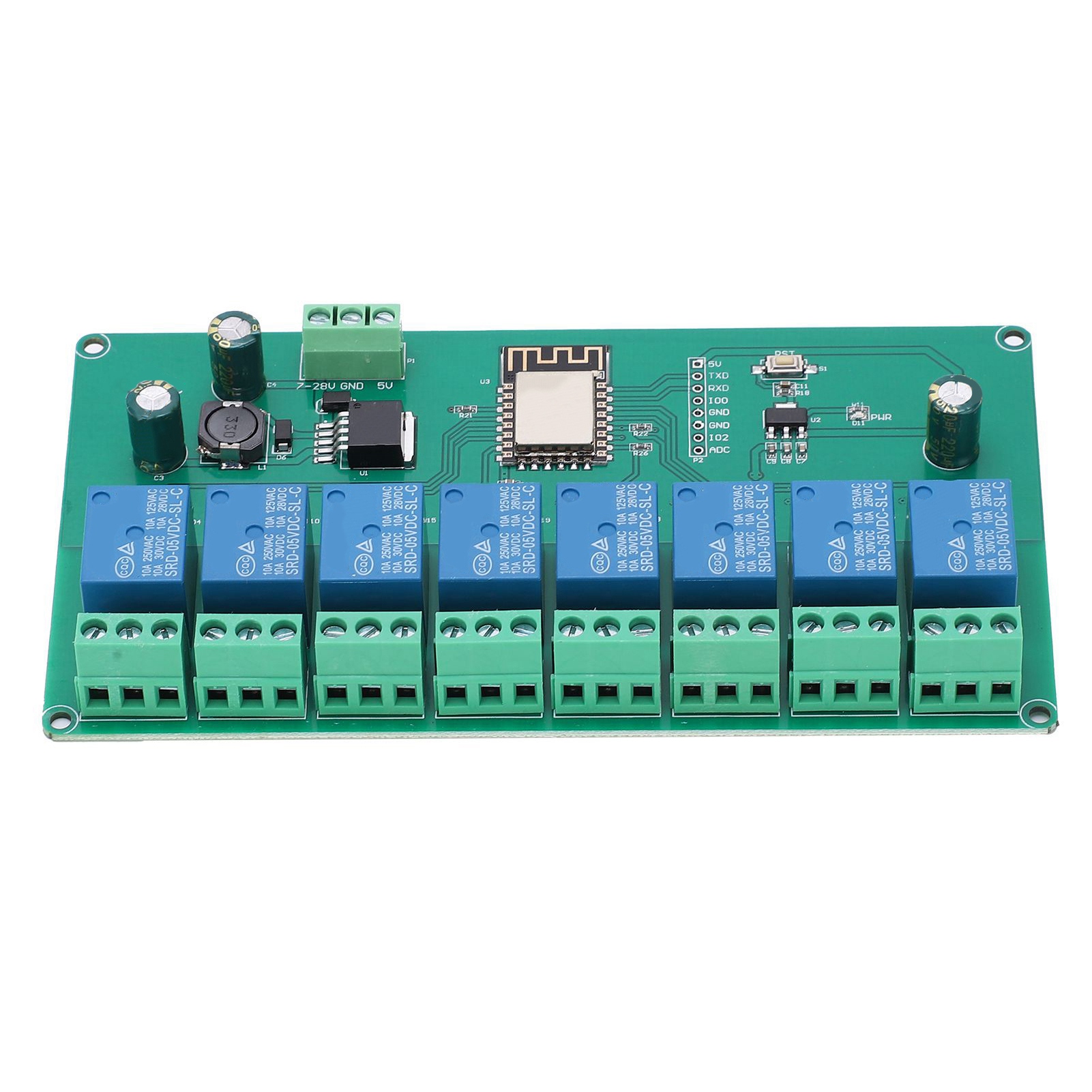 Module Relais Wifi 8 Canaux, Carte De Développement Esp8266 Pour Commande Sans Fil, Alimentation Cc 7-28 V / 5 V