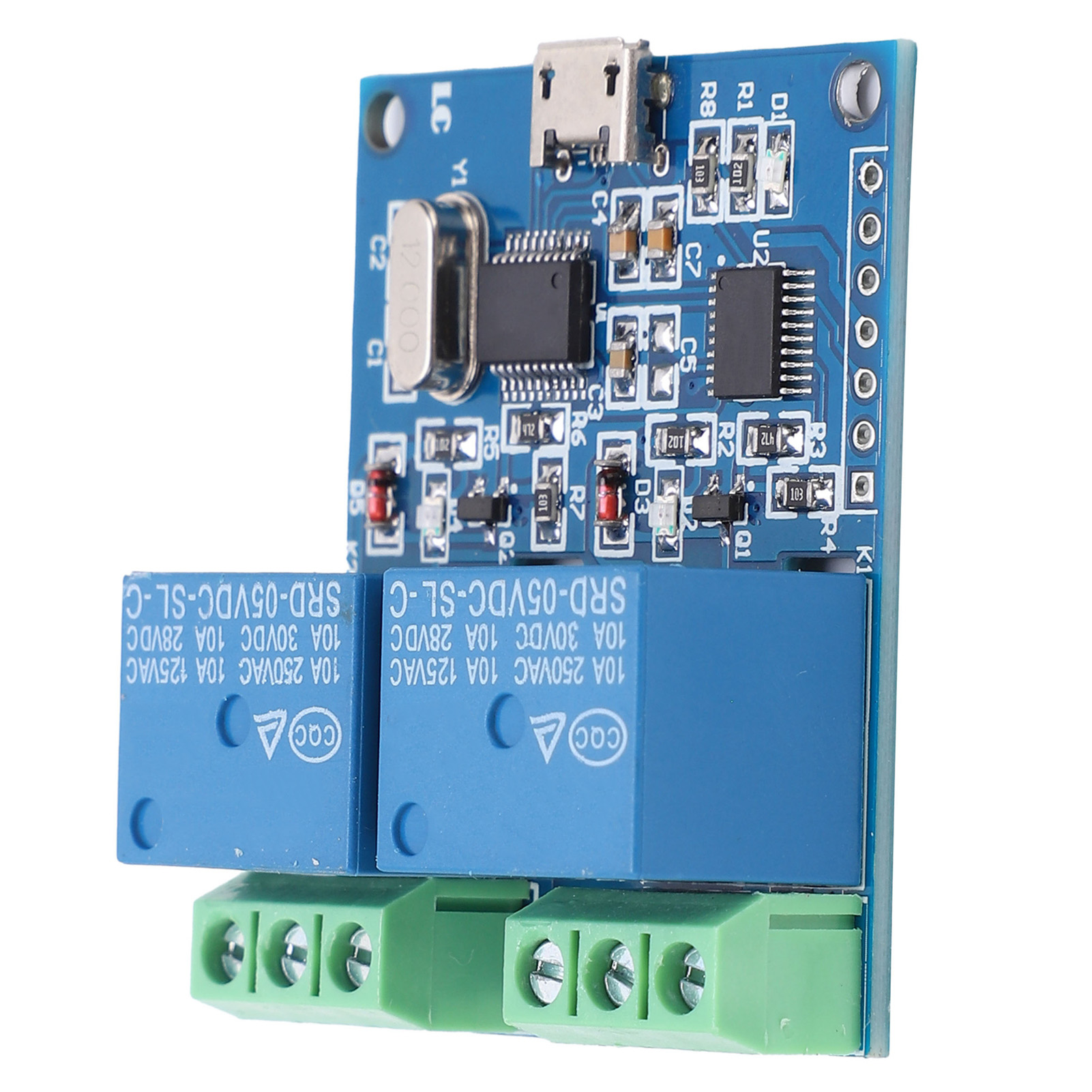 Module Relais Usb 2 Canaux, Circuit Imprimé, Interrupteur De Commande Intelligent Pour La Régulation Marche/arrêt 5 V Cc
