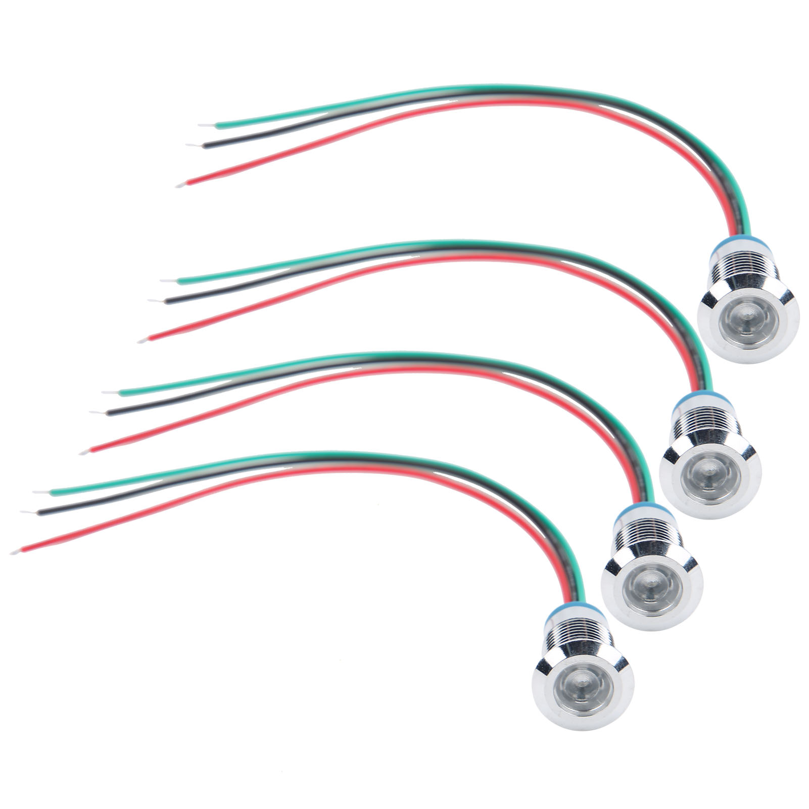 Lot De 4 Voyants Led Étanches À Anode Commune Pour Composants De Contrôle Industriel, 12 Mm, 110-220 V, Rouge Et Vert.