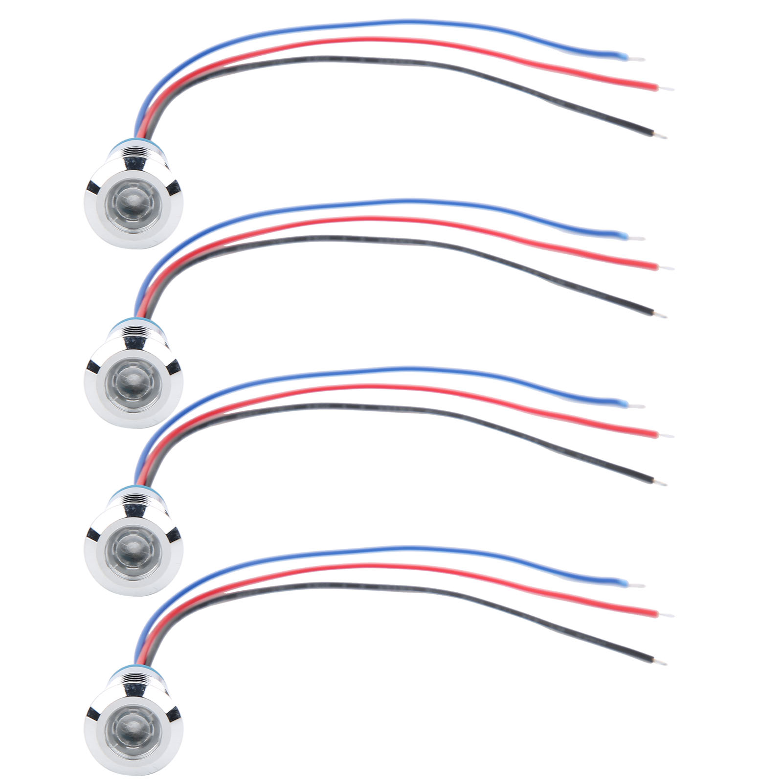 Lot De 4 Voyants Led Étanches À Anode Commune Pour Composants De Contrôle Industriel, 12 Mm, 110-220 V, Rouge Et Bleu