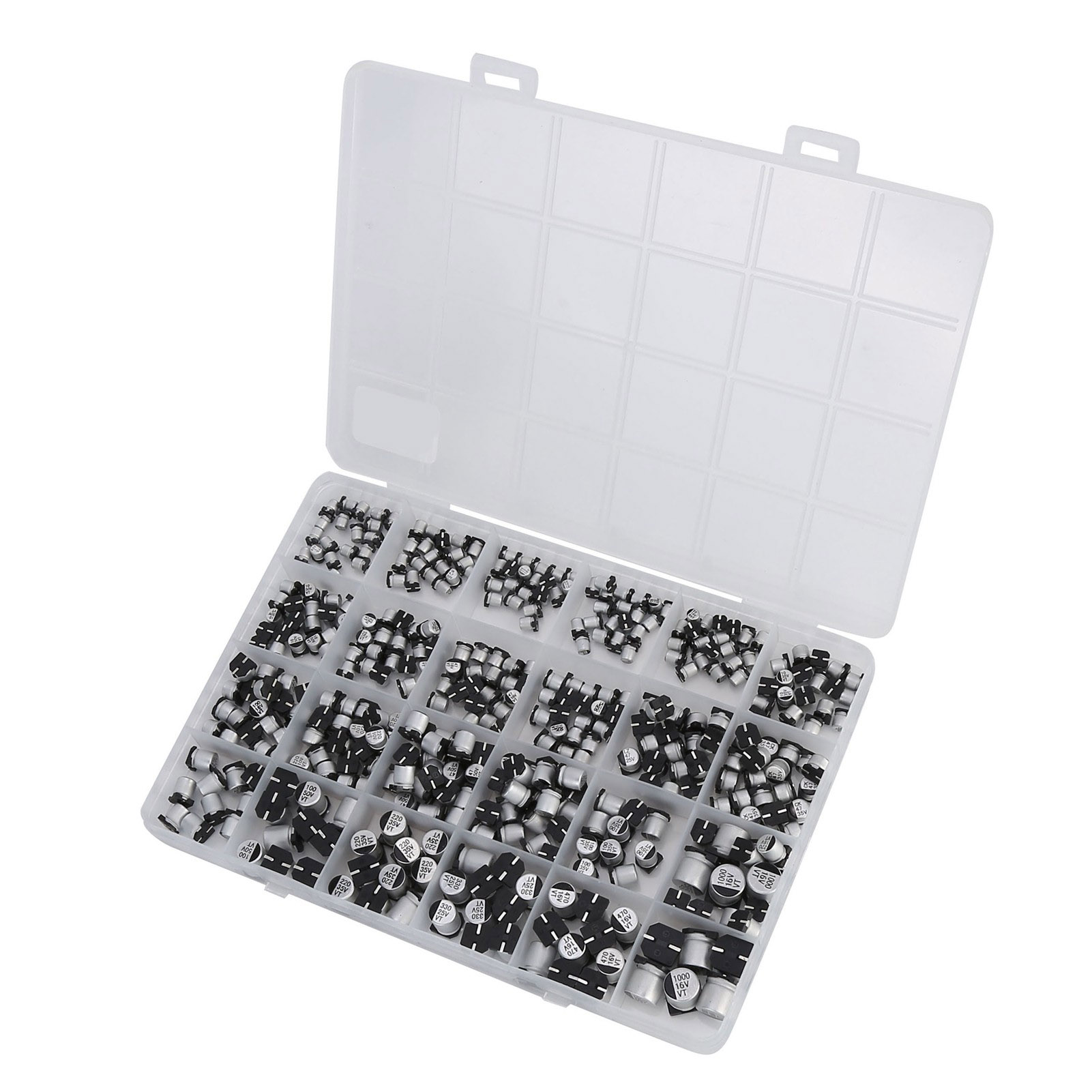 Kit D'Accessoires Comprenant 400 Condensateurs Électrolytiques Cms En Aluminium, 24 Valeurs (1 Μf À 1000 Μf), 6,3 V À 50 V