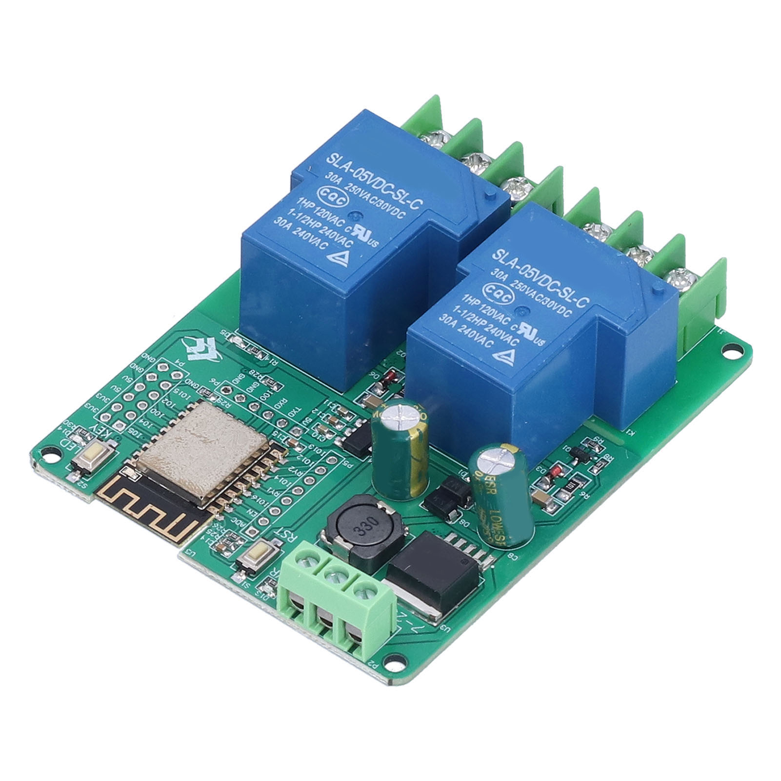 Module Relais 2 Canaux Wifi 30a Esp8266 Carte De Développement Interrupteur Cc 7‑28v / 5v Esp‑12f