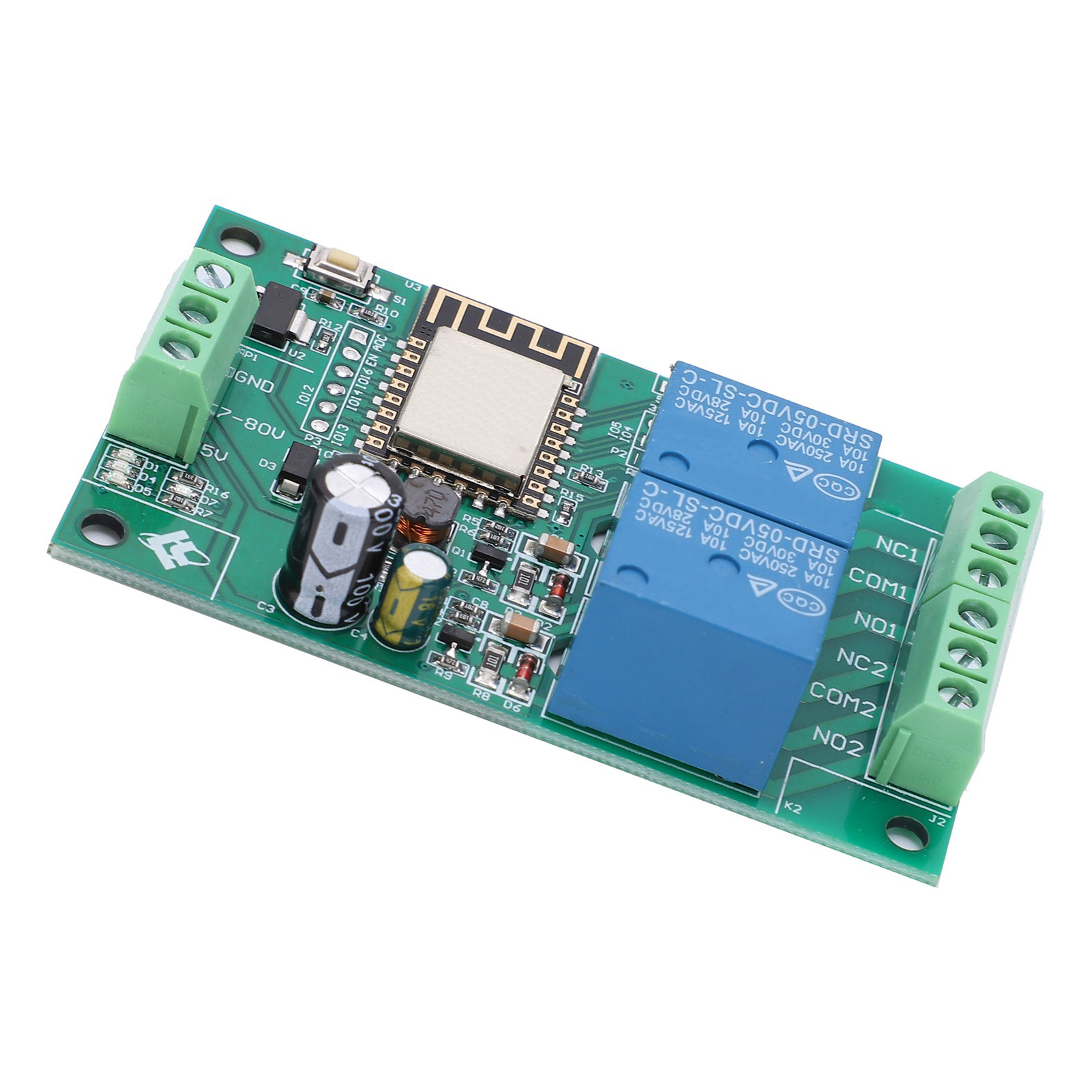 Module Relais Wi-fi Double Canal, Circuit Imprimé, Alimentation Cc 880 V, Pour Esp8266, Apprentissage Et Développement Secondaire