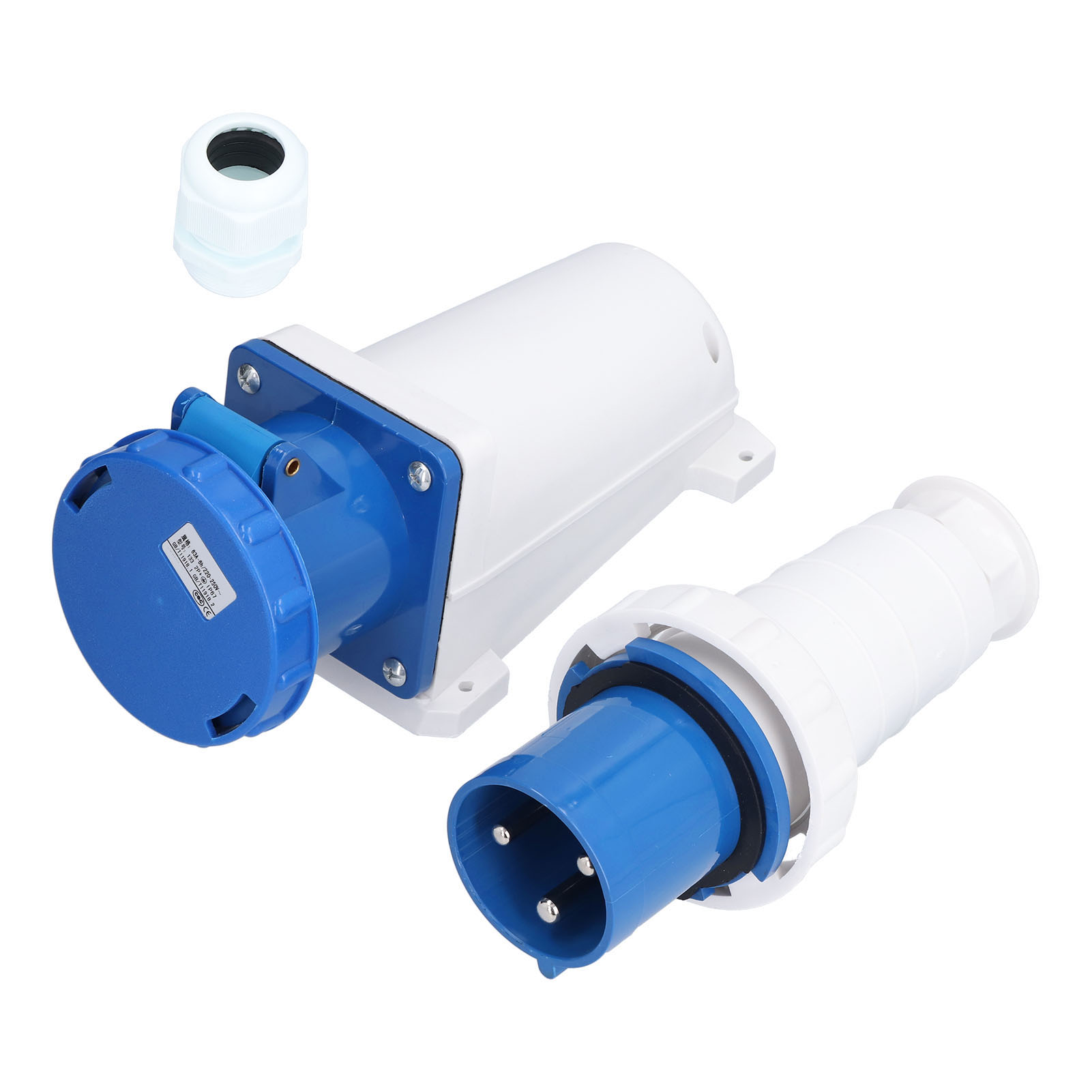 Connecteur Industriel Étanche Pour Câble, Prise Et Fiche Triphasée 3 Broches 2p+t 220-250 V 63 A