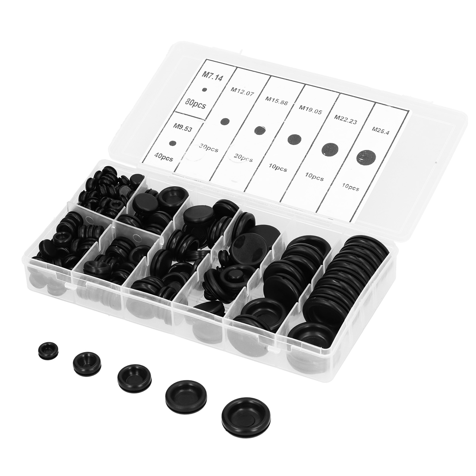 Kit De 200 Rondelles De Protection En Caoutchouc Pour Câbles De 7 À 25 Mm, Isolées, Anti-poussière Et Ignifugées.