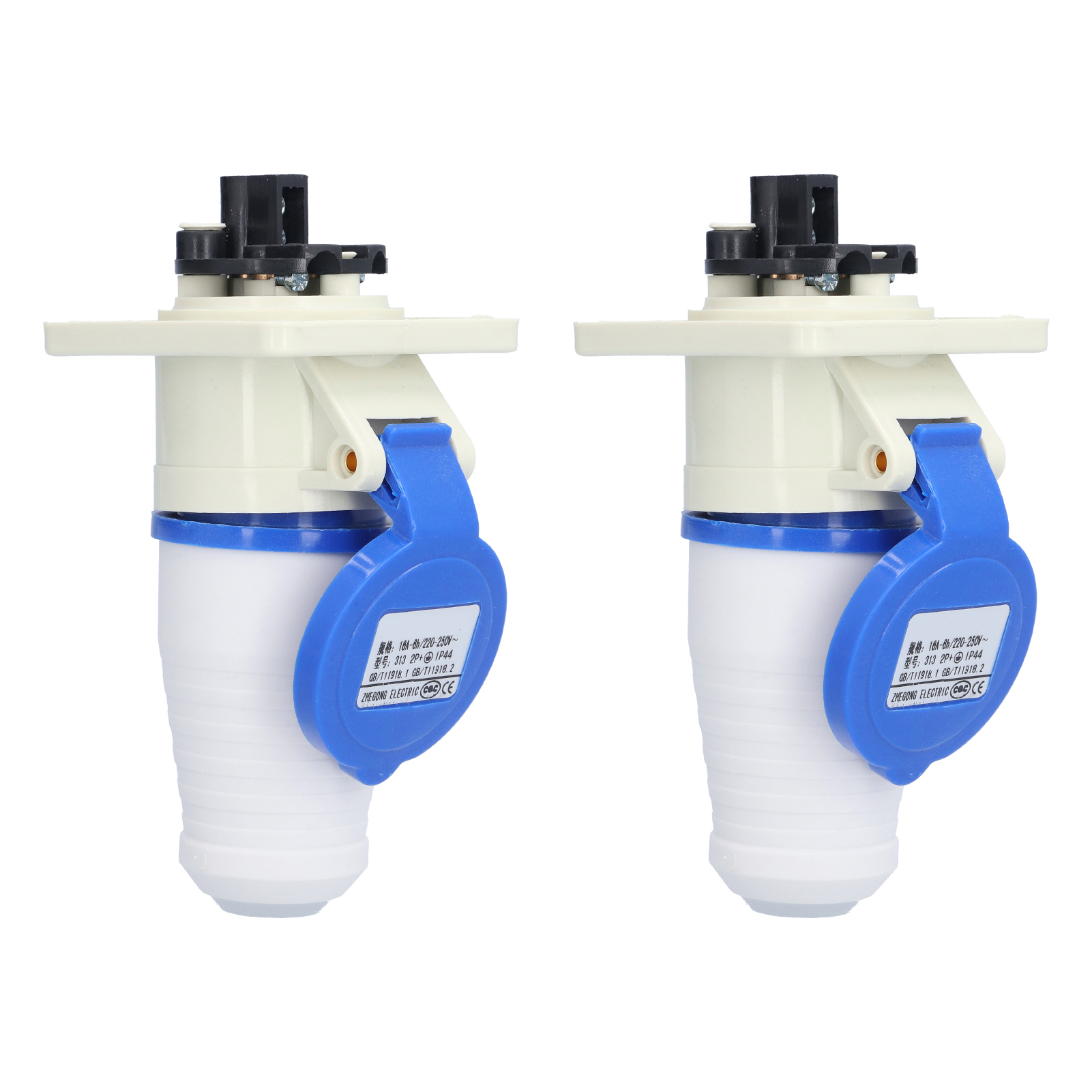 Lot De 2 Connecteurs D'Alimentation Industriels Monophasés À 3 Broches Pour Aviation, 220-250 V, 16 A, 2p+e