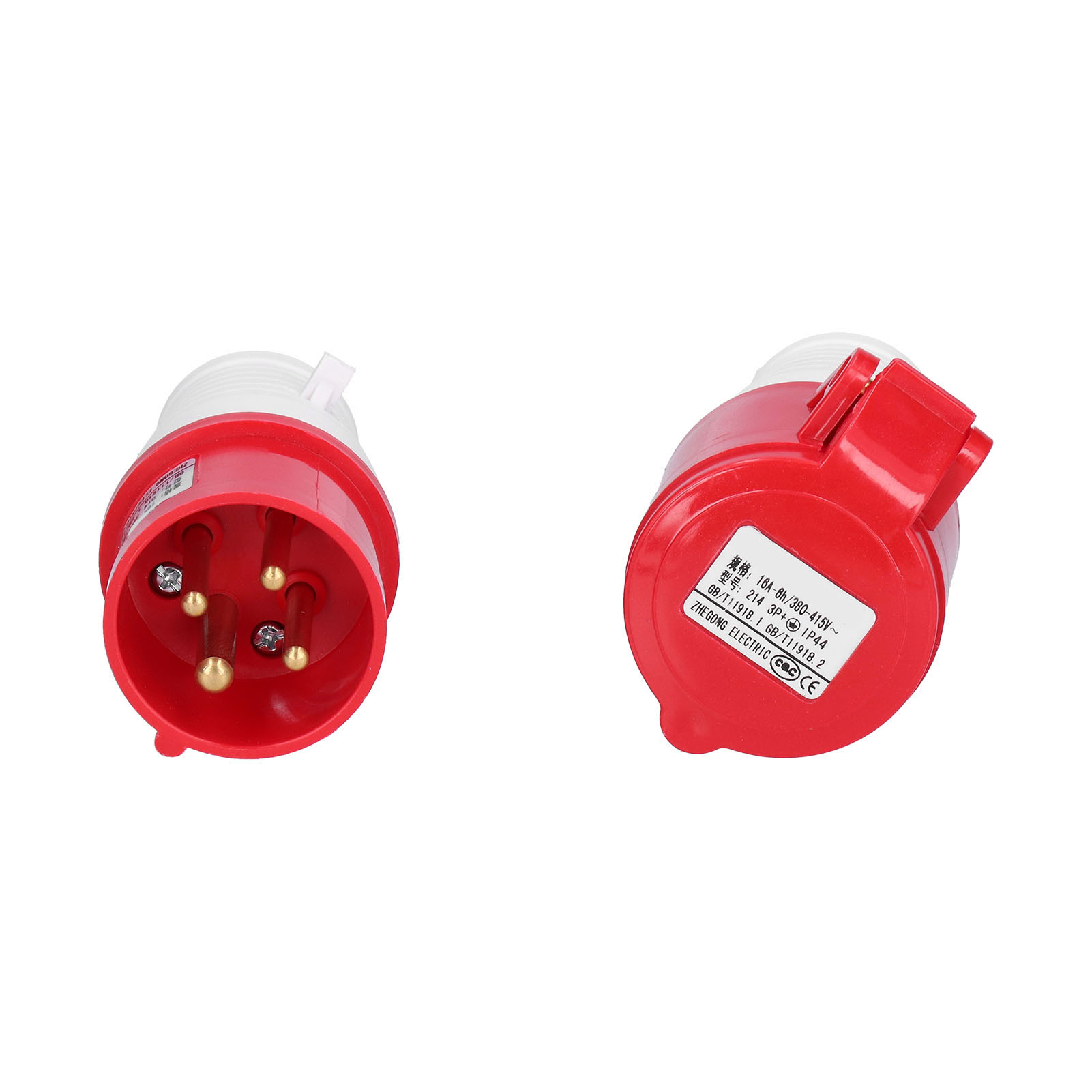 Connecteur Industriel Triphasé 4 Broches Étanche Ip44, Isolé, 380 V/415 V, 16 A, 3p+e