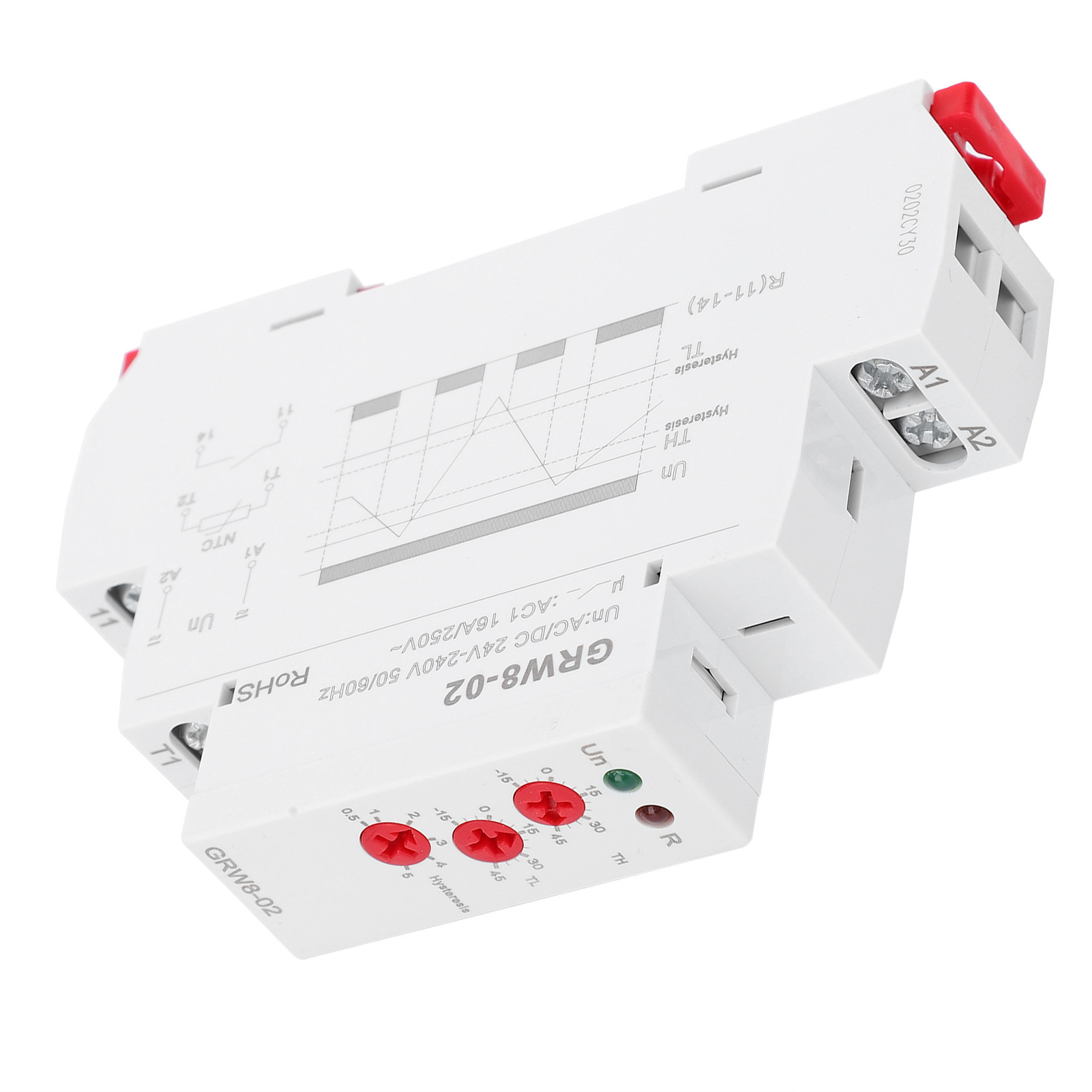 Relais De Régulation De Température Pour Montage Sur Rail Din Avec Sonde De Test Grw8-02 Ac/dc 24v-240v