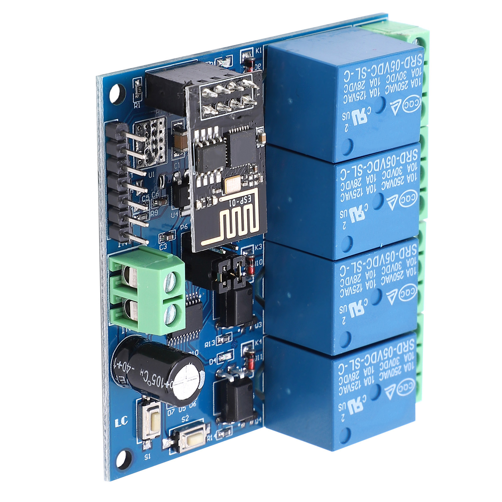 Module Relais Esp8266 5v 4 Canaux Sans Fil Pour La Télécommande Via Smartphone Android Et La Maison Connectée