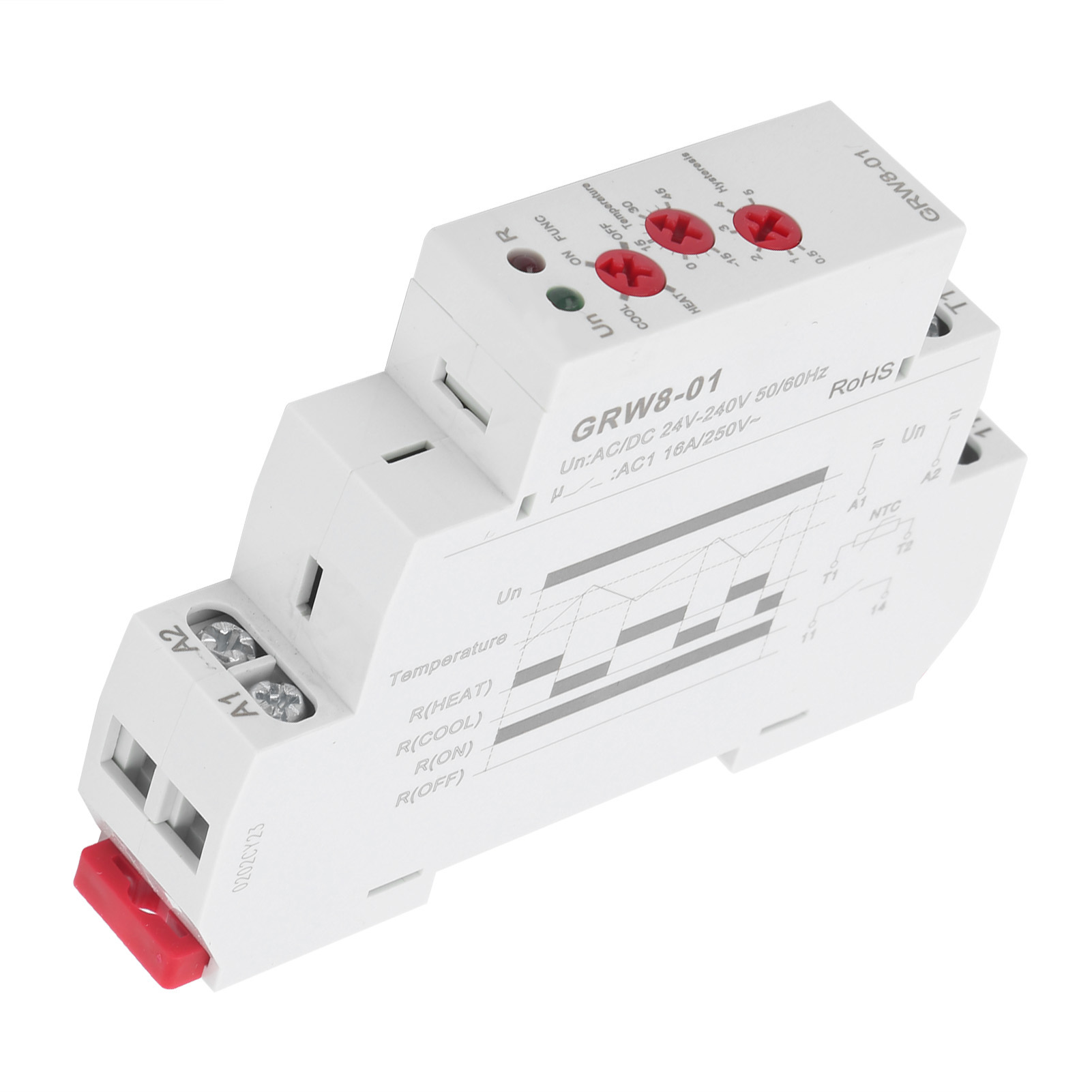 Relais De Régulation De Température Avec Voyant Led Indiquant Les Températures Hautes/basses - Moniteur Avec Sonde Grw8-01