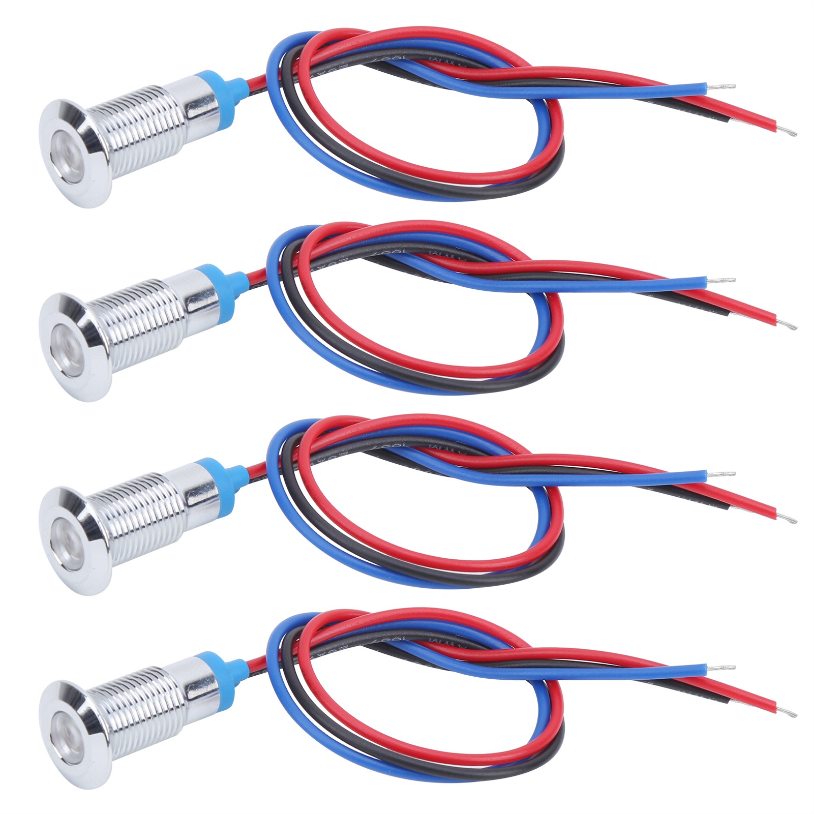 Lot De 4 Voyants Led Métalliques À Cathode Commune, Composants De Contrôle Industriel, 8 Mm, 12-24 V, Rouge Et Bleu