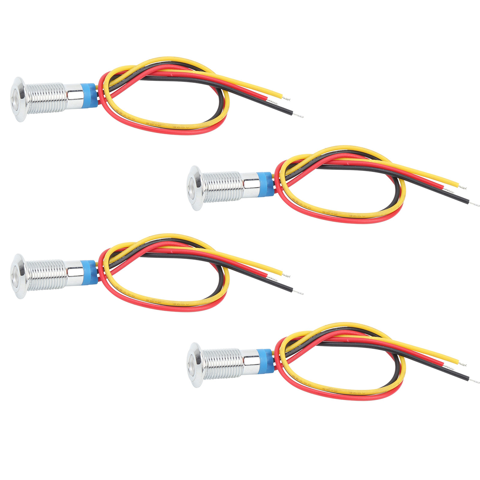 Lot De 4 Voyants Led Métalliques À Cathode Commune, Composants De Contrôle Industriel, 8 Mm, 12-24 V, Rouge Et Jaune