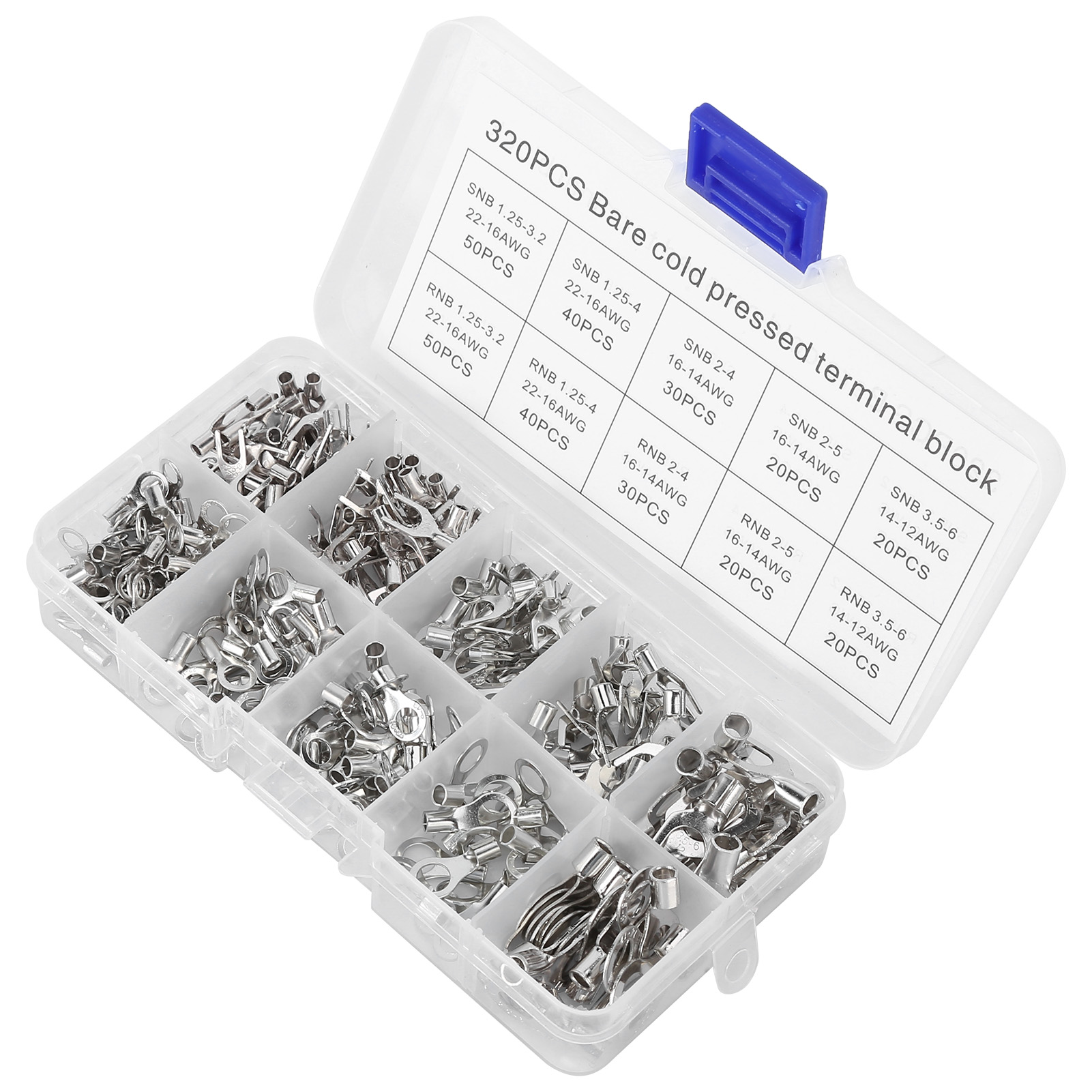 Kit De 320 Cosses À Anneau Non Isolées En Cuivre Pour Câbles Électriques (ot/ut)