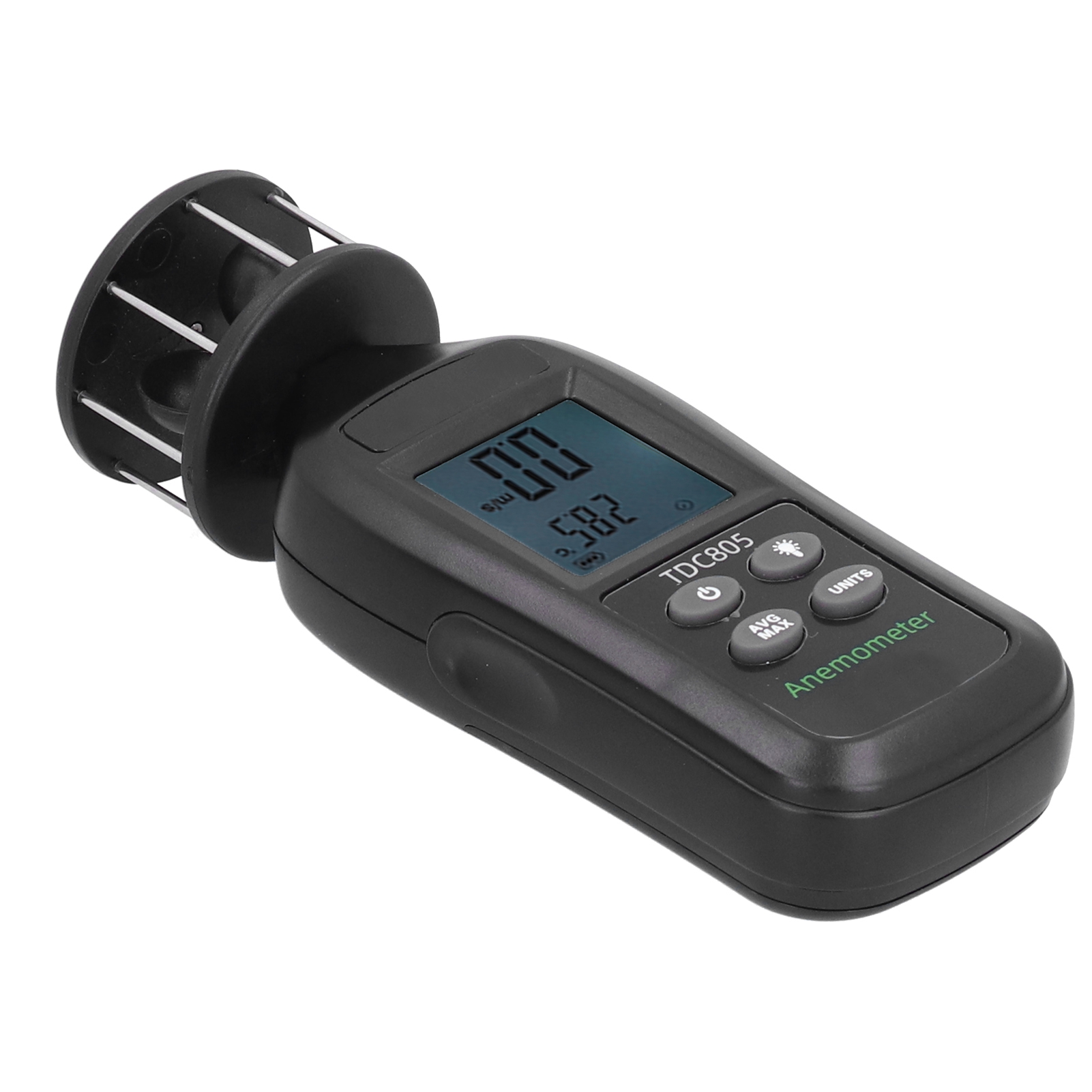 Anémomètre Portable À Affichage Numérique, À Turbine 3 Coupelles, Pour La Mesure Du Vent, De La Température Et Du Volume D'Air.