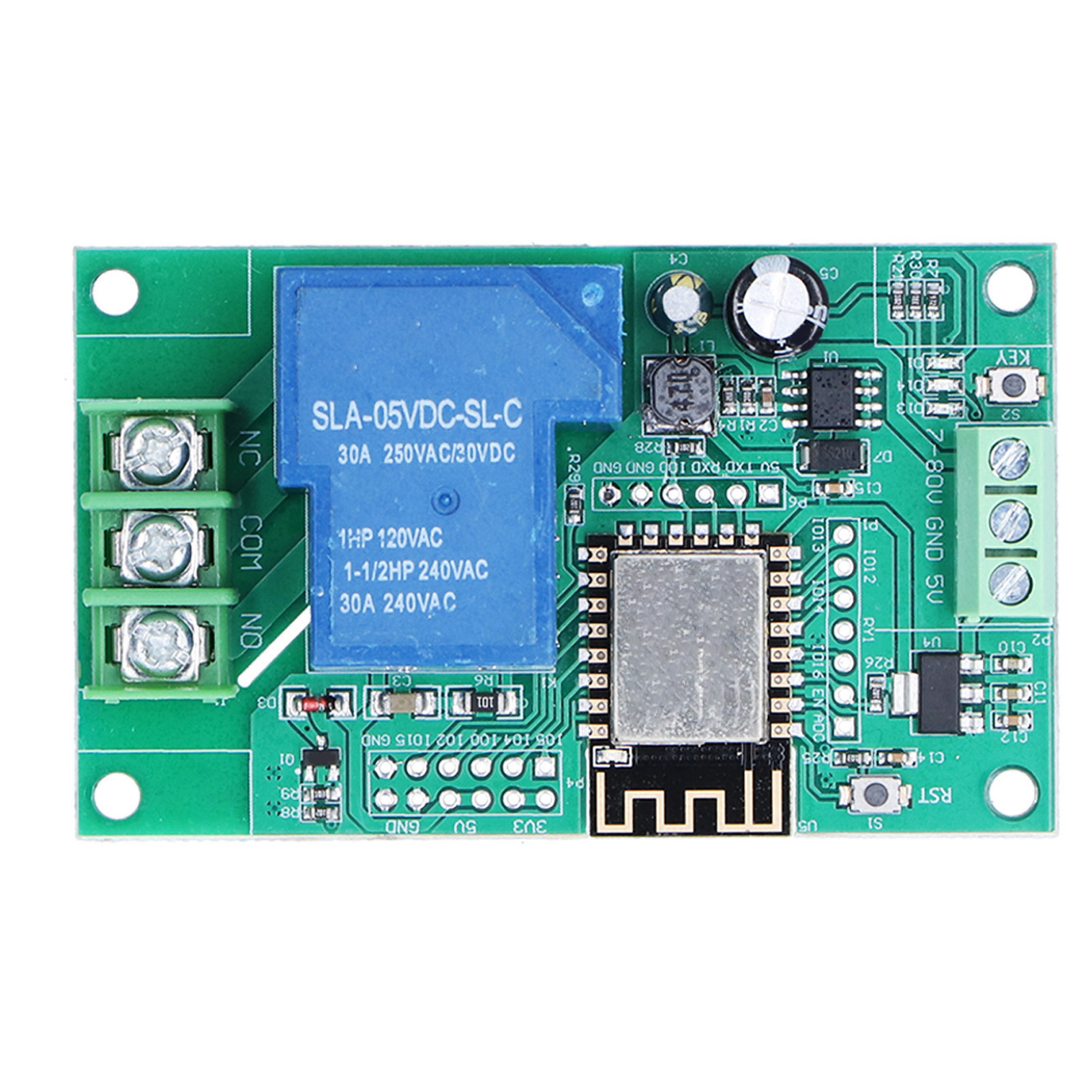 Module Relais 30 A, Carte De Développement De Contrôle Wi-fi 1 Canal Avec Connecteurs À Broches Esp-12f