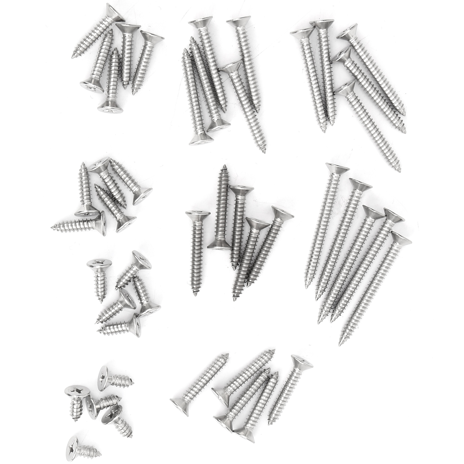 45 Vis Autotaraudeuses En Acier Inoxydable 304, Tête Fraisée Cruciforme M6, Longueurs Multiples