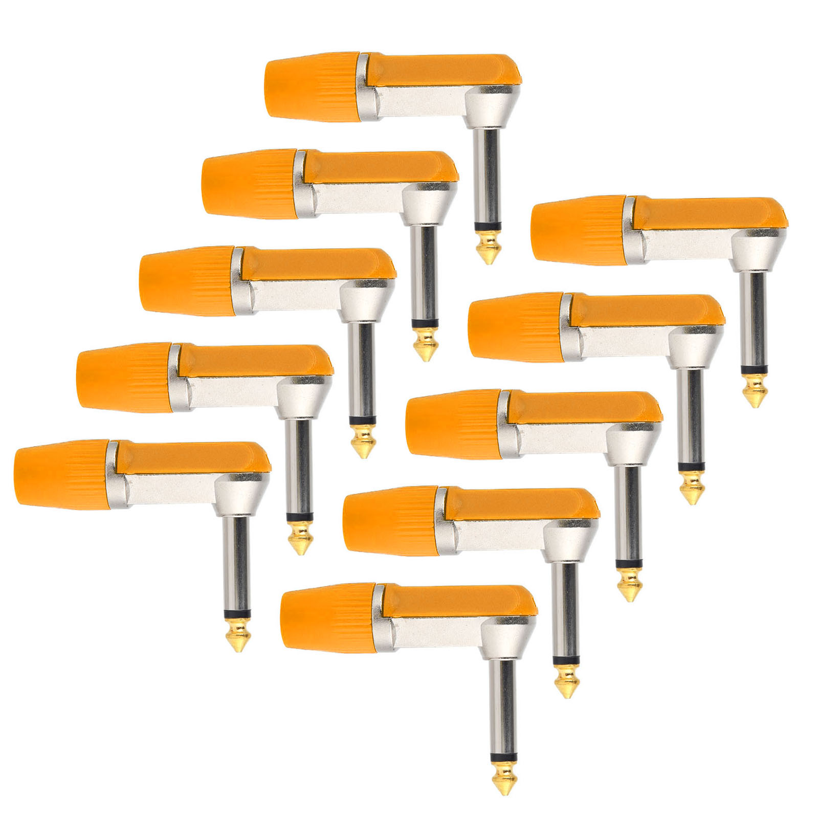 Lot De 10 Adaptateurs Audio Xlr Coudés 6,35 Mm, Professionnels, Durables Et Résistants À La Corrosion, Couleur Orange.