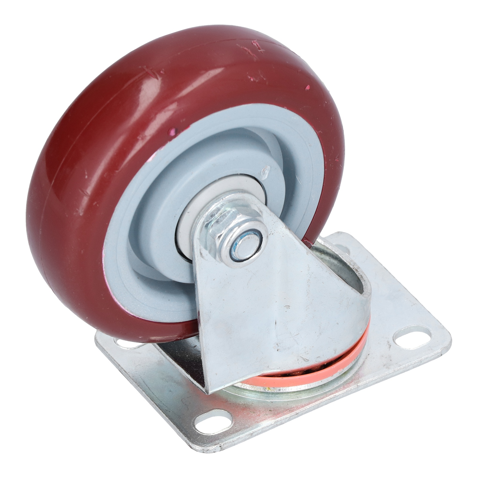 Roulettes Industrielles Robustes, Fixes, Silencieuses, En Polyuréthane Rouge