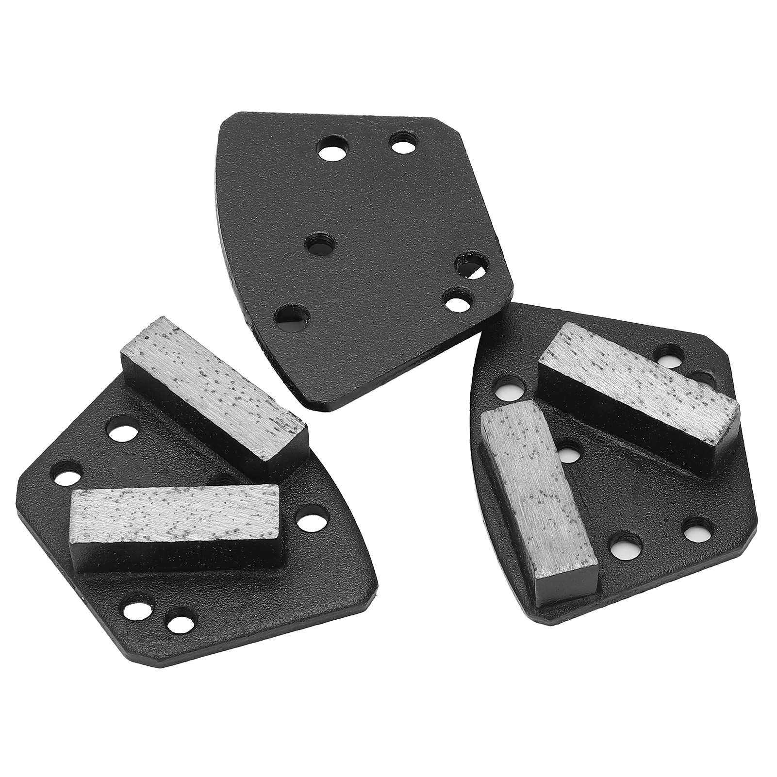 Lot De 3 Patins De Meulage Diamantés Trapézoïdaux Pour La Découpe Du Béton, 6 Trous, Dents Droites, Noirs, N° 16