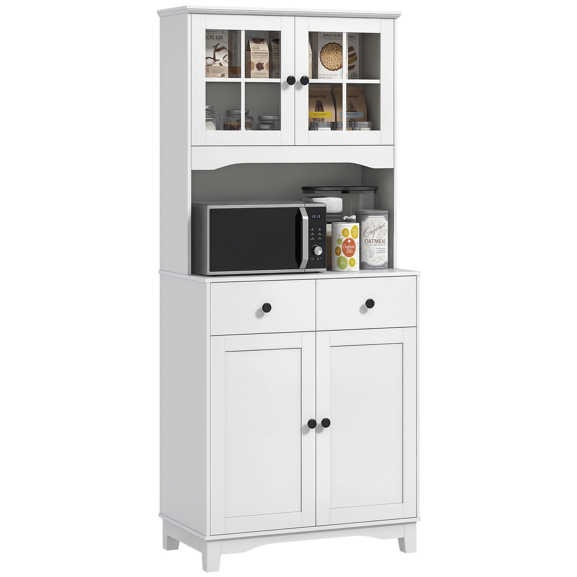 Vitrinenschrank Mit Glastüren, Großer Stauraum, Spanplatte Homaire L74.5xb40.0xh172.0 Cm - Weiß