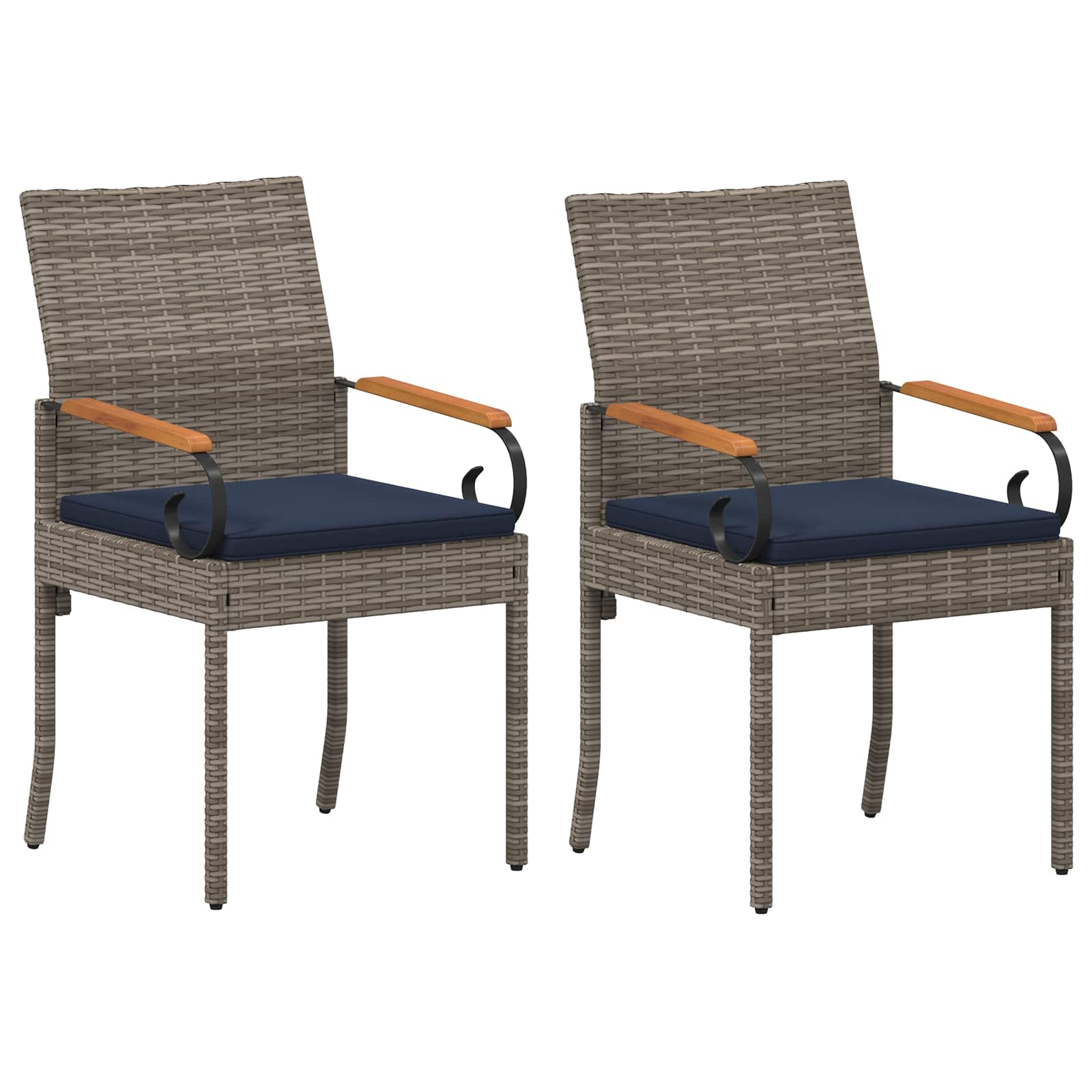 Maison Exclusive - Gartenstühle 2 Stk. Grau Und Marineblau Poly-r