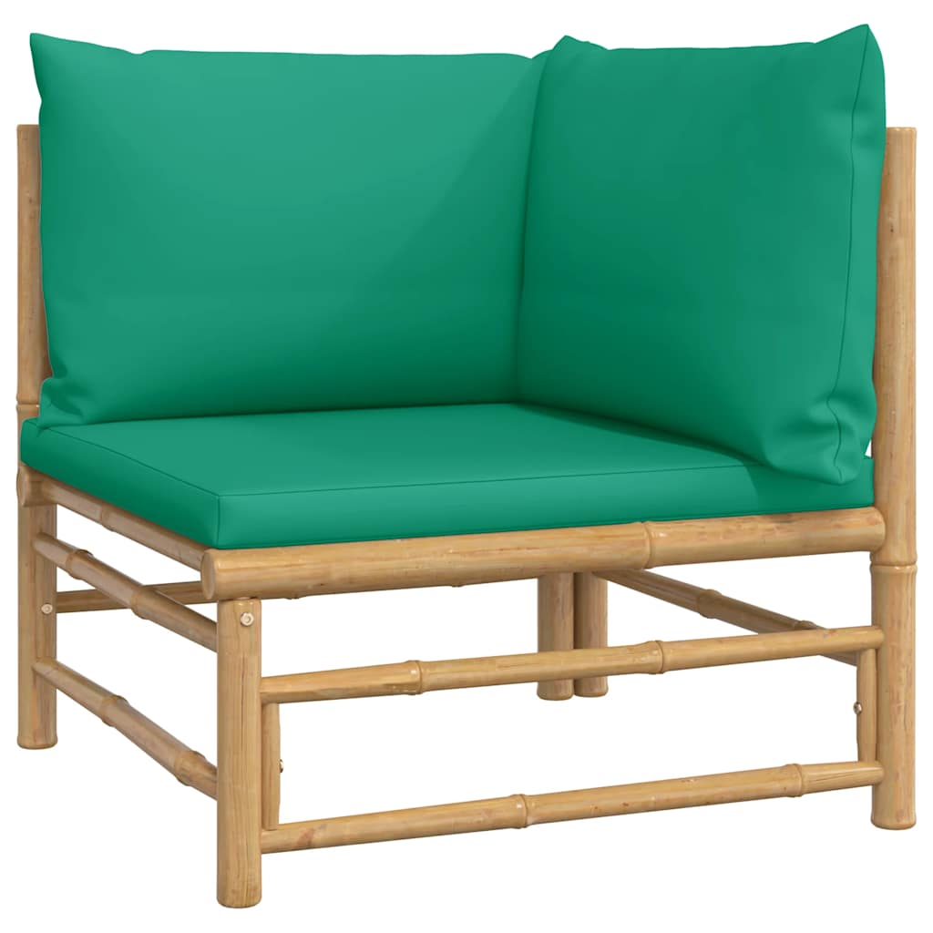 Maison Exclusive - Garten-ecksofa Mit Grünen Kissen Bambus