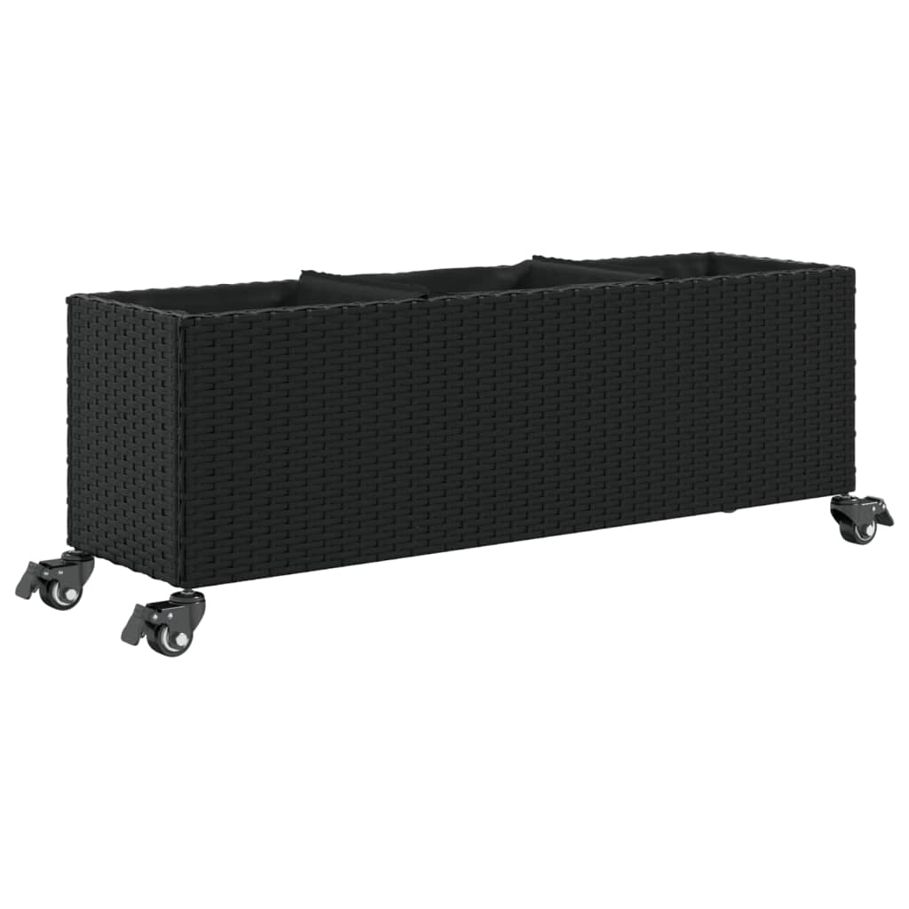 Maison Exclusive - Hochbeet Mit Rollen & 3 Fächern Schwarz 107x32