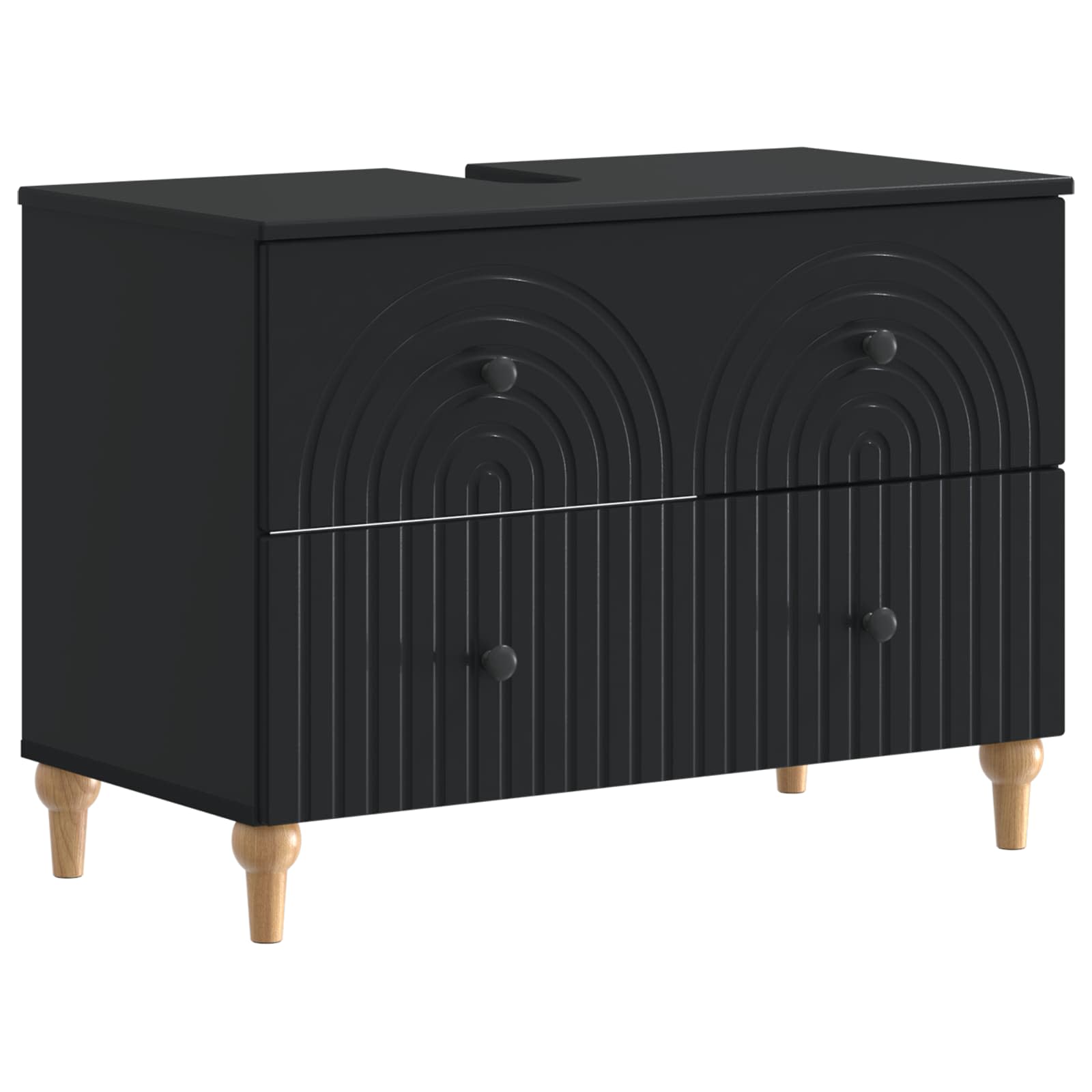 Maison Exclusive - Waschbeckenschrank Alkmaar Schwarz 82 X 41 X 5
