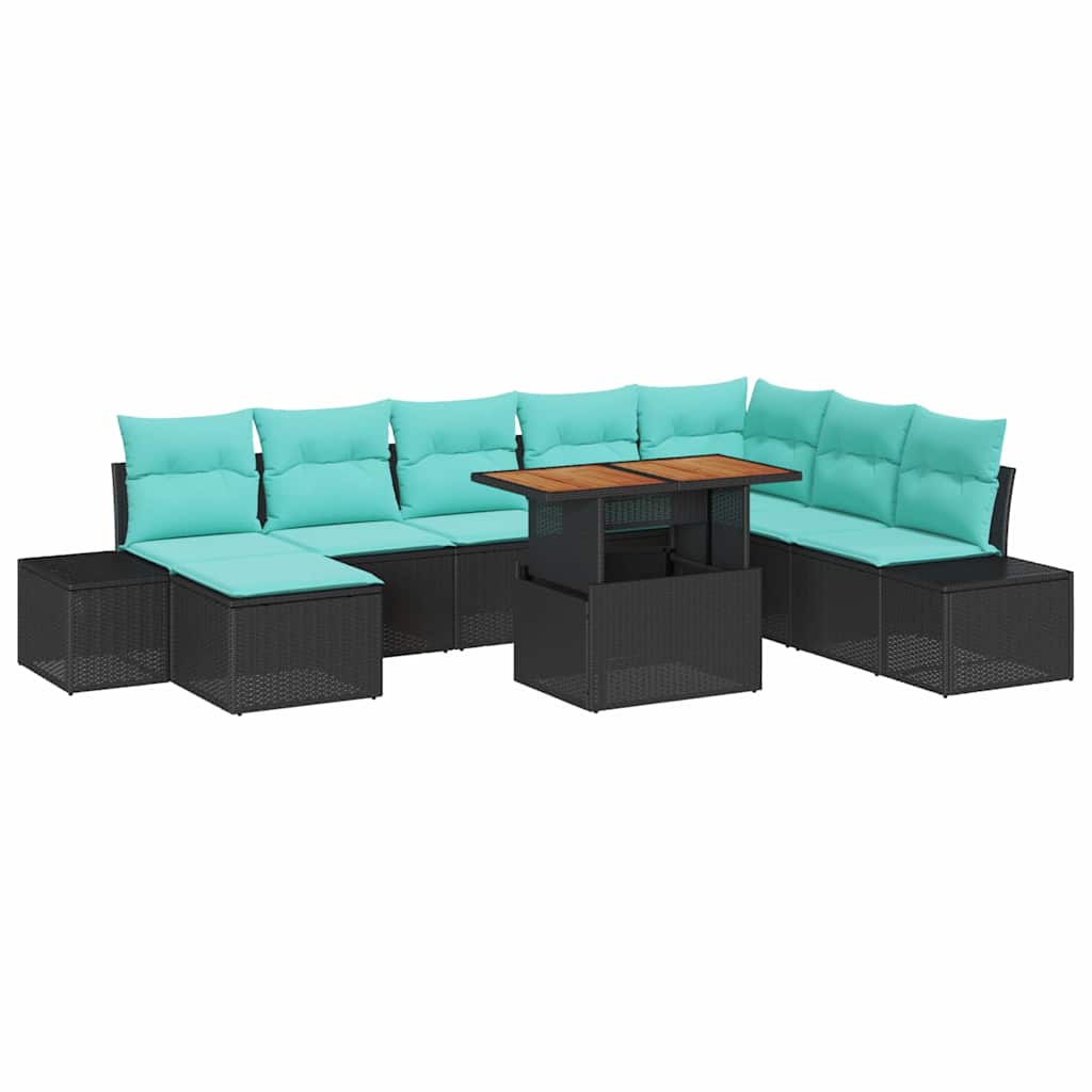 Maison Exclusive - Garten-sofa-set 9 Stk. Schwarz Und Teal