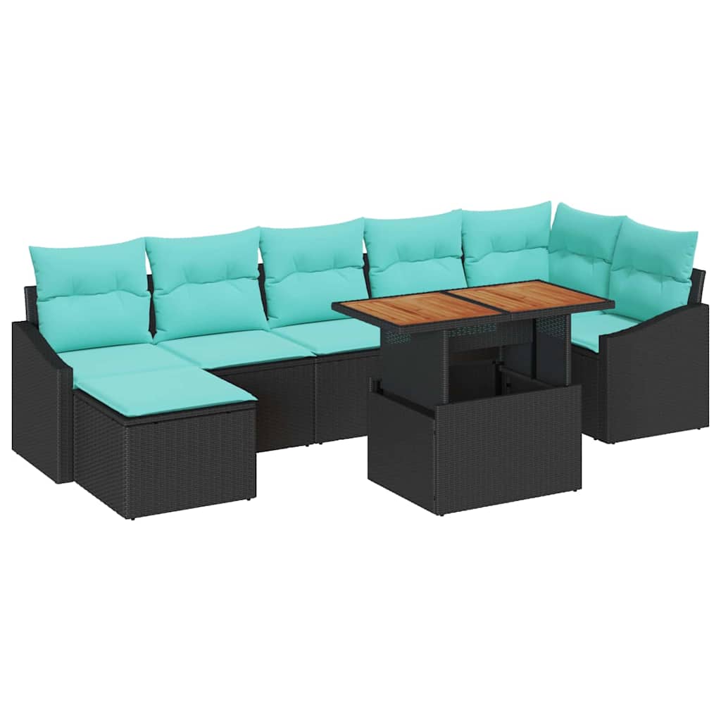 Maison Exclusive - Gartensofa-set 8 Stk. Schwarz Und Türkis