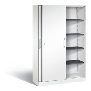 C+P Schiebetürenschrank Asisto, H1980xB1200xT435mm, Front Verkehrsweiß, Korpus Verkehrsweiß (142001-000)