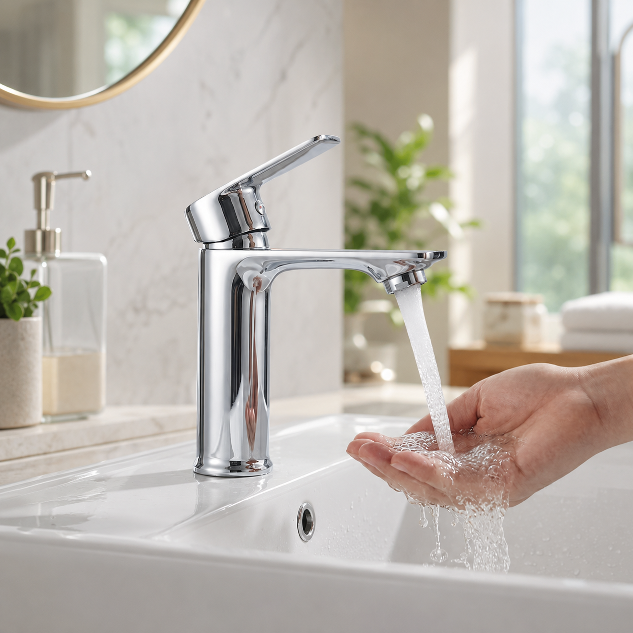 Waschtischarmatur Fürs Bad, Armatur Für Waschbecken Und Handwaschbecken Mit Spritzarmem Auslauf, Aus Edelstahl, Höhe 17 Cm, Chrom