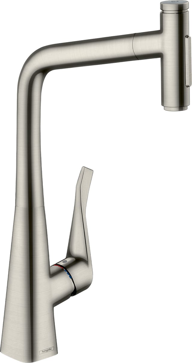hansgrohe Spültisch-Einhebelmischer 320 Metris Select M71 m Ausziehbr., 2jet, sBox, Edelstahl-Optik