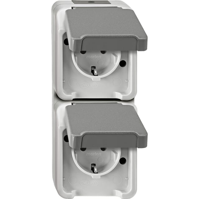 Merten SCHUKO-Doppel-Steckdose lichtgrau MEG2328-8029