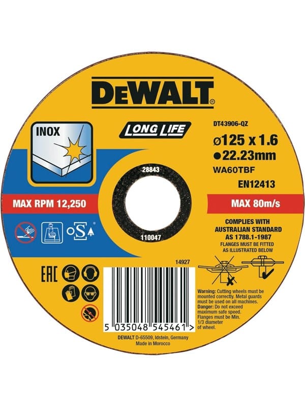 DEWALT High Performance Trennscheibe Edelstahl flach 125x1,6mm